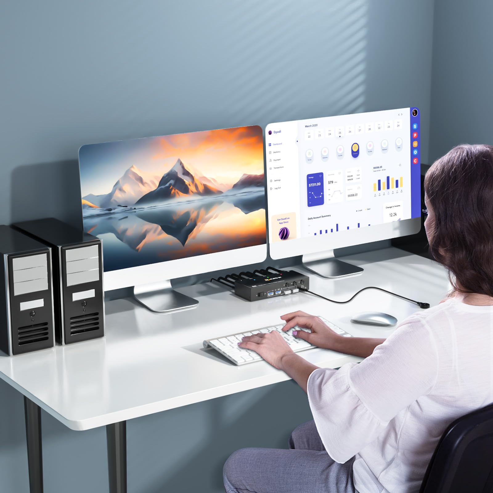 8K Displayport Kvm Switch 2 Monitors 3 Computers 8K@60Hz 4K@144Hz,Camgeet Dual Monitor Kvm Switch Displayport With 4 Usb 3.0 Por