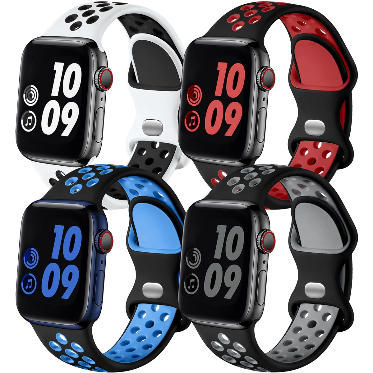 Adorve For Apple Watch Band 49Mm 45Mm 44Mm 42Mm For Women Men Girls, Cute 4 Pack Soft Silicone Sport Wrist Strap Compatible With