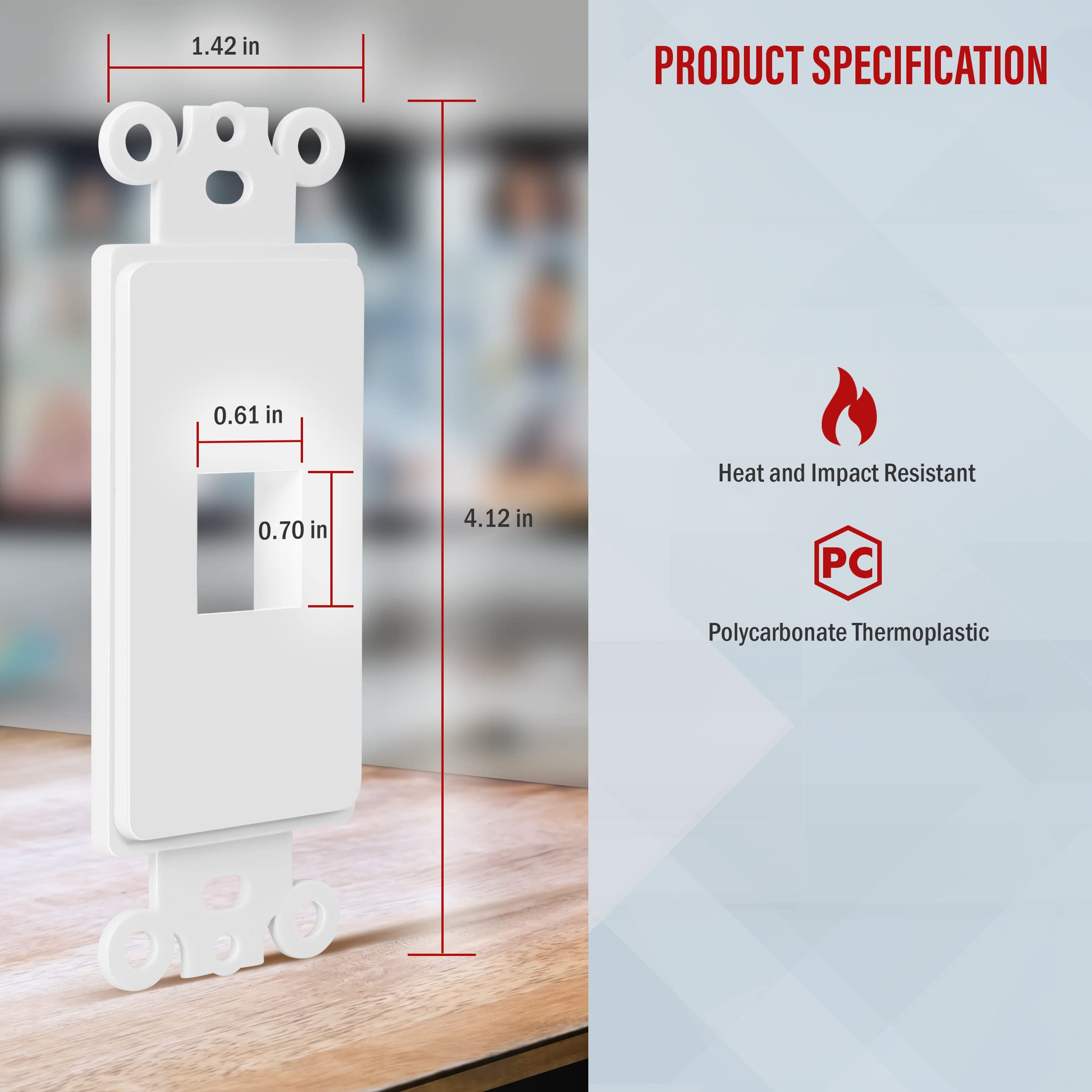 ENERLITES 1-Port Keystone RJ45 Wall Plate Adapter Multimedia Insert for Decorator Wall Plate Cat7 Cat6 Cat5 Compatible Polycarbonate White 5-Pack