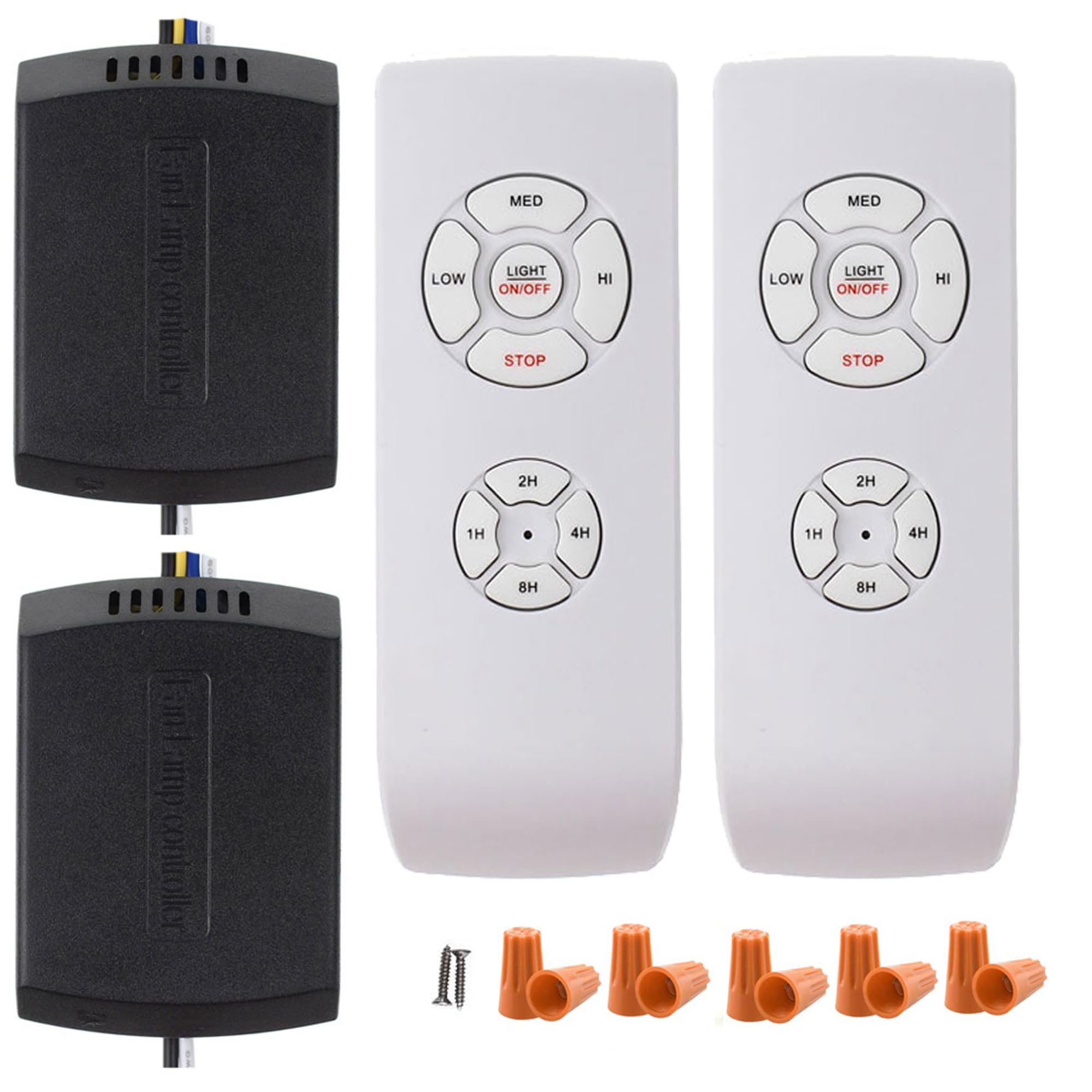Lphumex 2 Pack Universal Ceiling Fan Remote Control Kits, Small Size Receiver Fan Speed, Light And Timing Remote For Harbor Bree