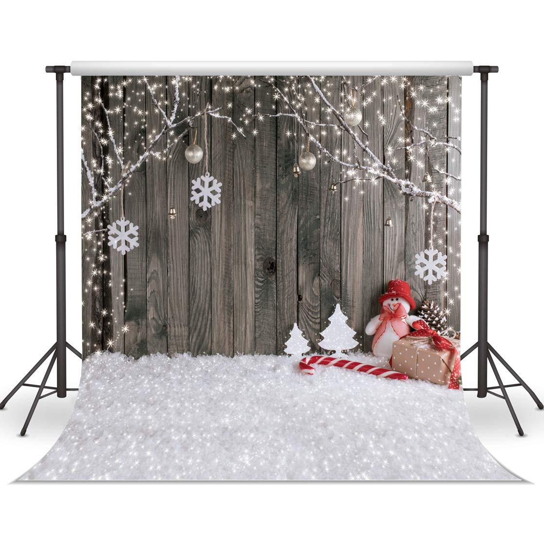 Lywygg 6X6Ft Christmas Backdrop Snow Floor Photo Backgrounds Wooden Wall Photography Backdrops For Child Cp-70-0606