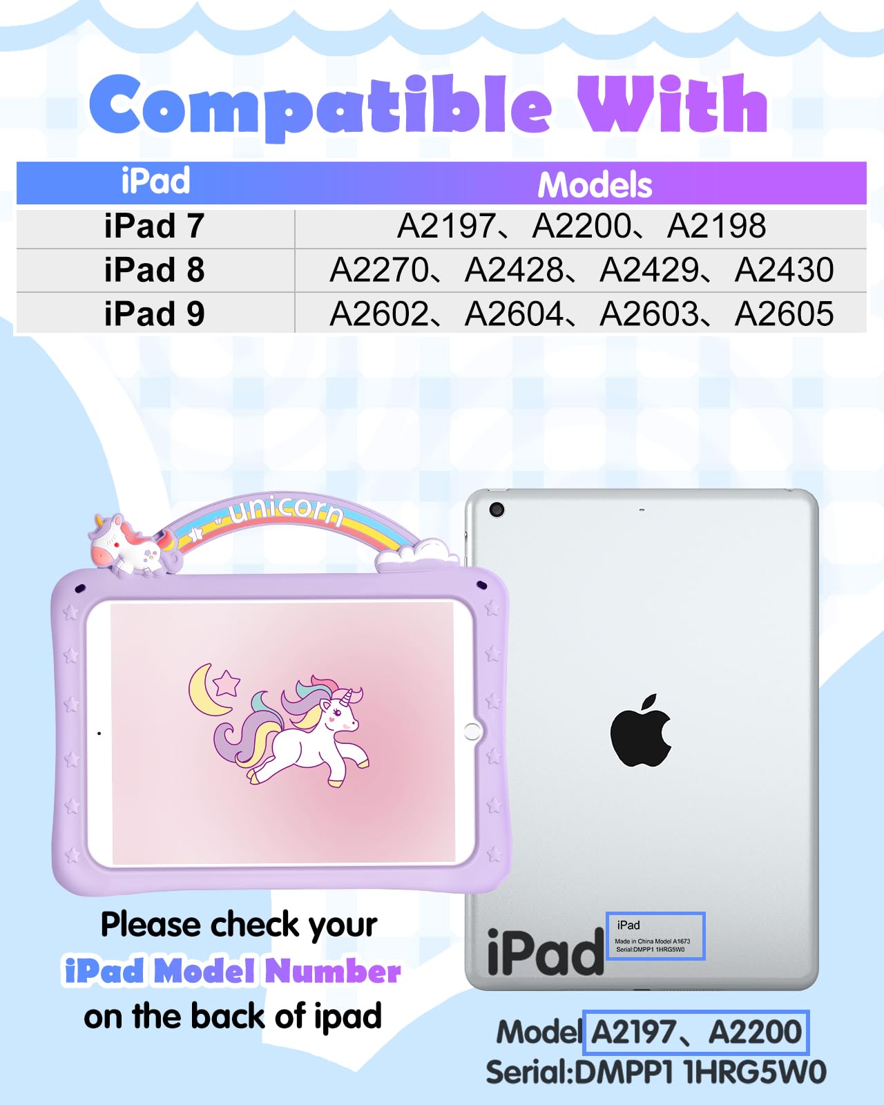 Wazzasoft For Ipad 9Th/8Th/7Th Generation Case 10.2 Inch Girls Cute Girly Cartoon Kawaii Purple 3D Design Cover With Stand & Str