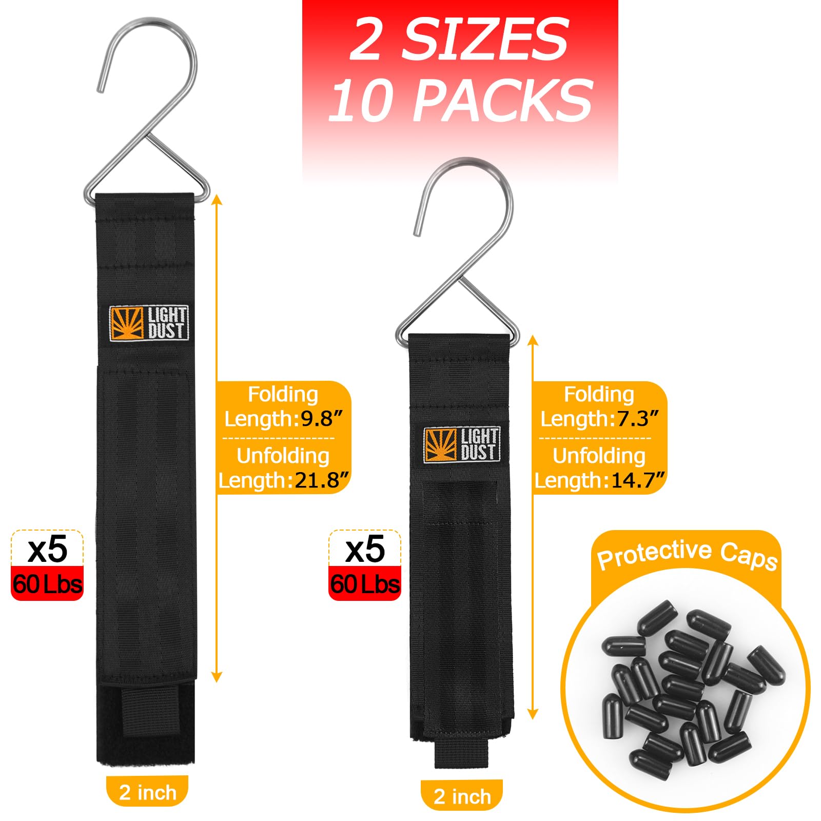 Hanging Extension Cord Holder - Storage Wrap Straps With Metal Hooks 10Pack 15 22 Heavy Duty Garage Organizer Tool Hangers - Gar
