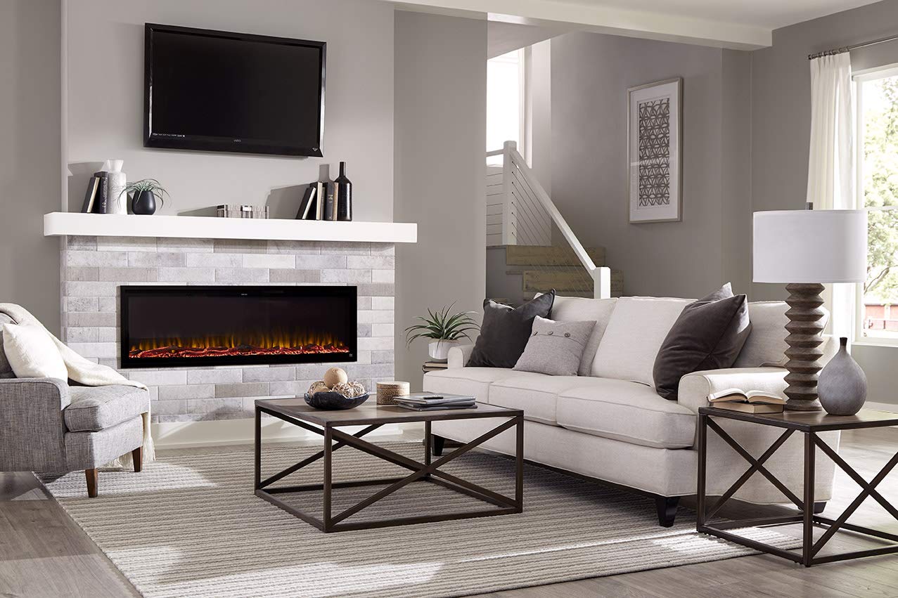 Touchstone Sideline Elite Smart 50    Wifi Enabled Electric Fireplace   In Wall Recessed   60 Color Combinations   1500/750 Watt