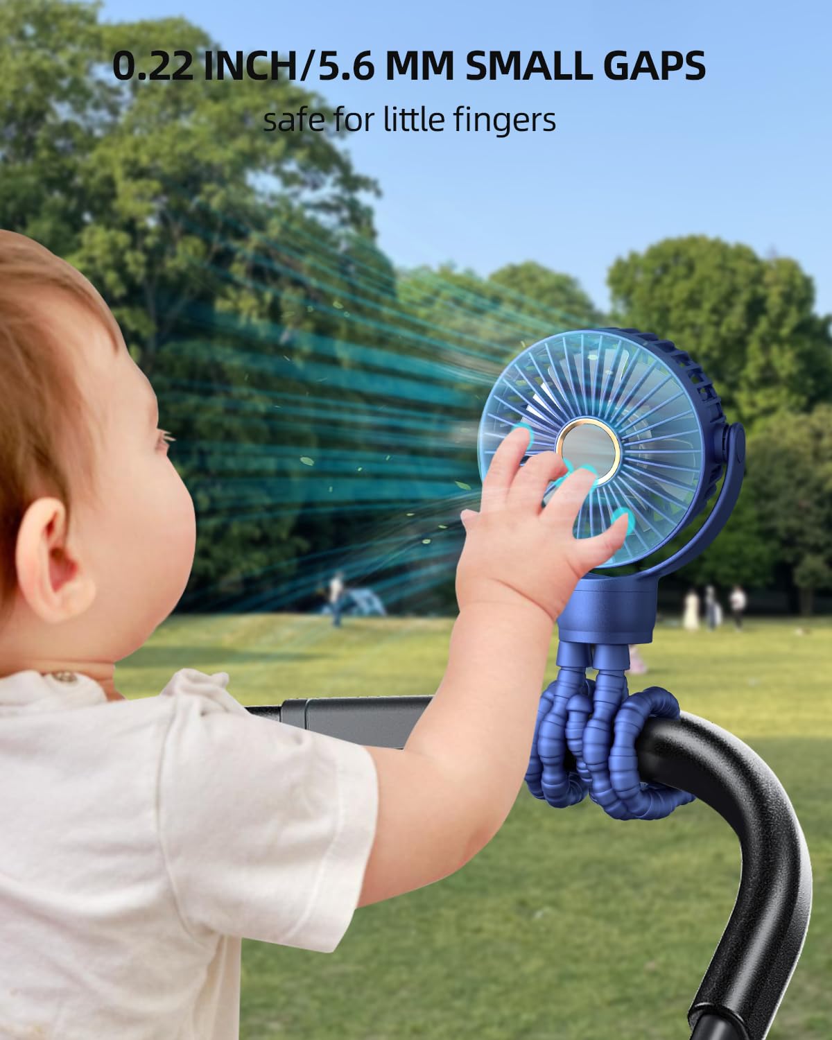Kidee Portable Baby Stroller Fan, Mini Baby Fan Clip On Fan, Led Display, 360 Rotate Flexible Tripod, Rechargeable Small Persona