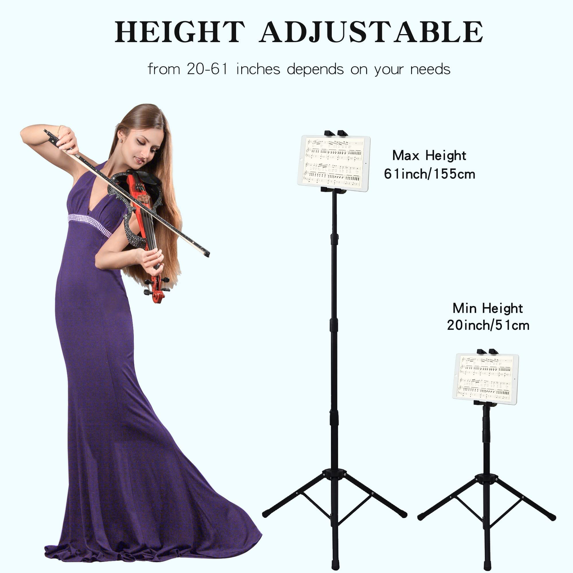 Raking Ipad Stand Floor, Ipad Tripod Stand Cellphone Stand With Height Adjustable Tablet Tripod Mount With 360 Rotating For Ipad