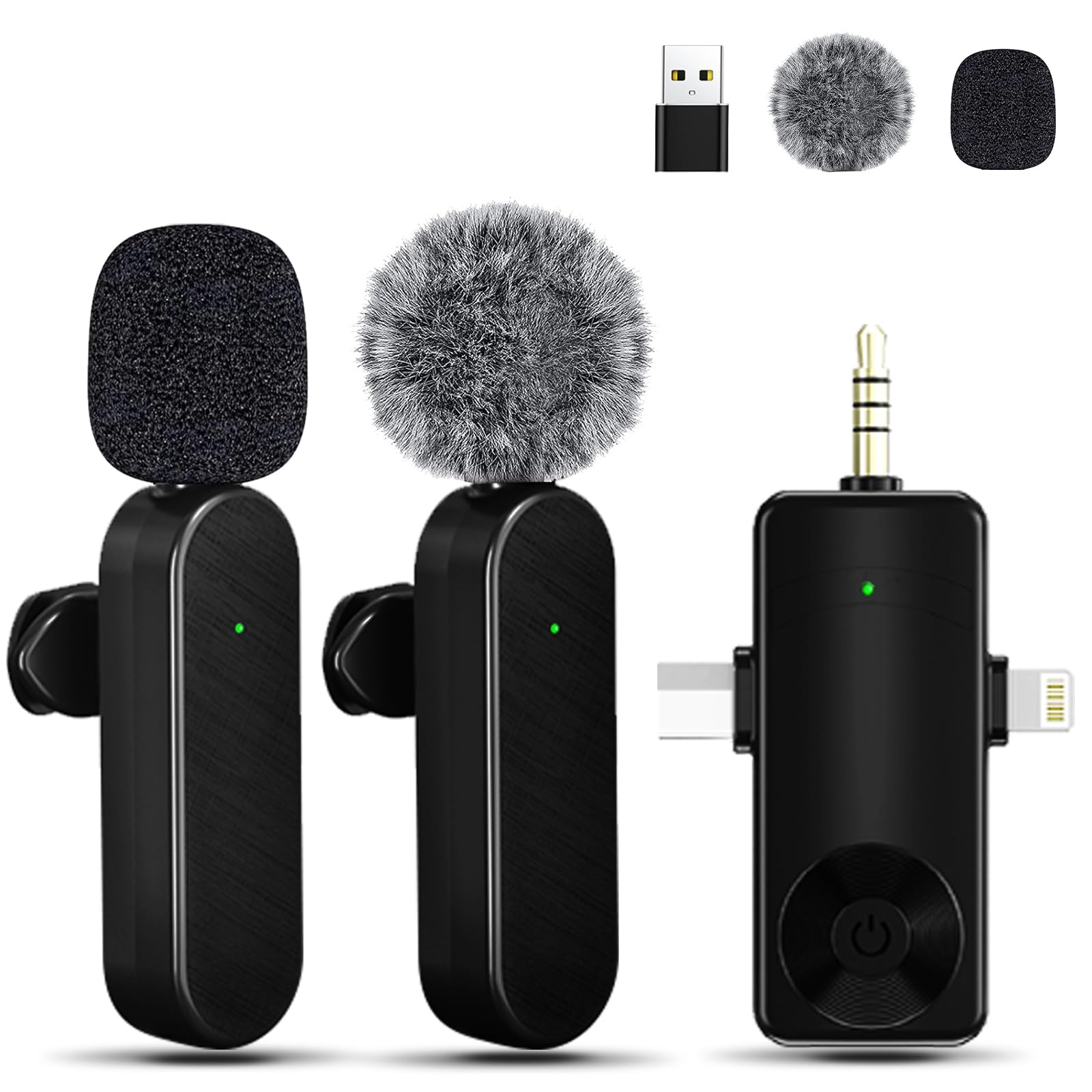 Tearstone Wireless Lavailer Microphone for iPhone, Android, Camera, Professional Wireless Mini Microphone, 4 in 1 Condenser Lape