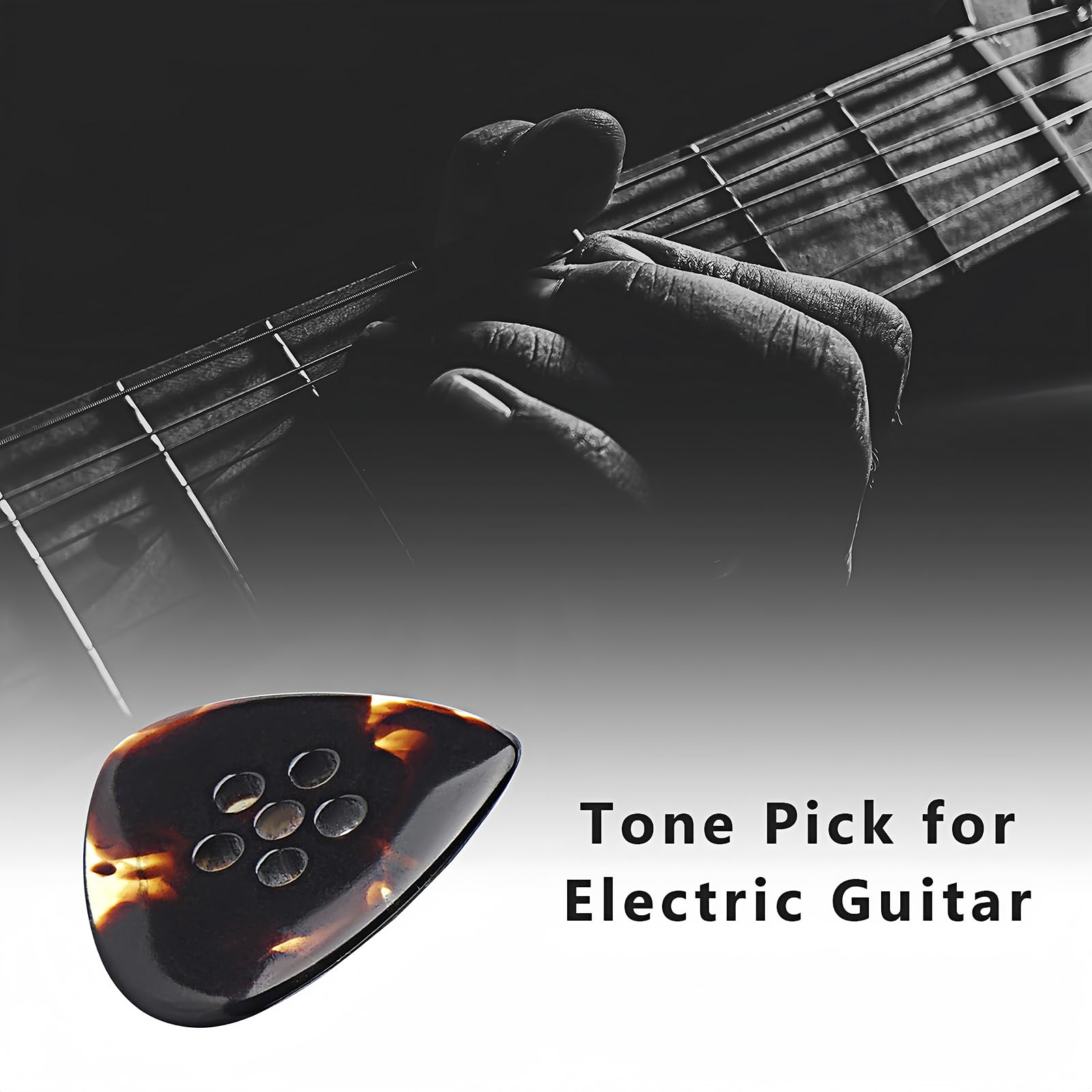 Musiin Hand Made 3In1 Multi Flat Clear Tone Premium Thick Pick For Electric Guitar Bass Jazz Blues Guitar (Tortie)