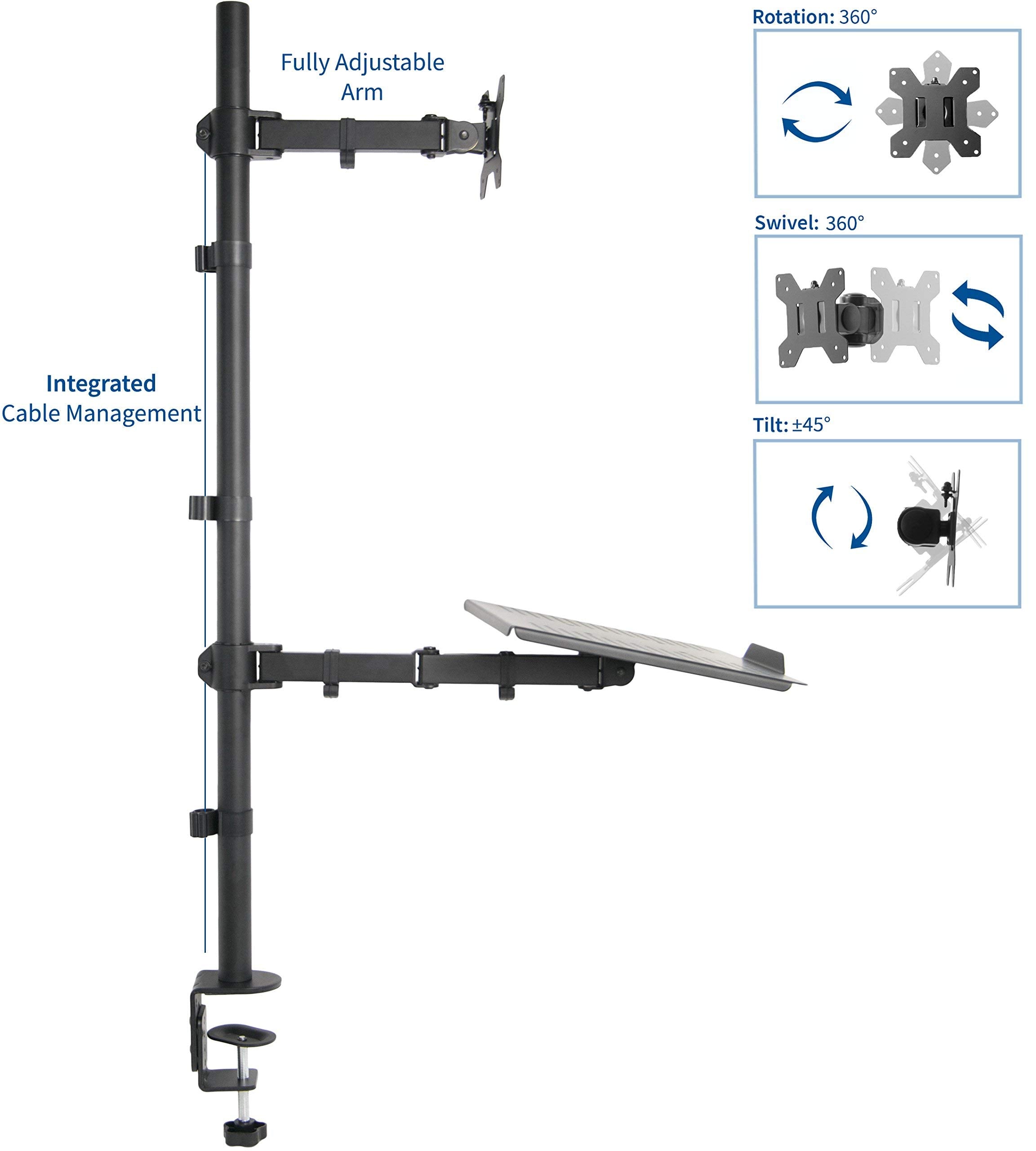Vivo Laptop And 13 To 32 Inch Lcd Monitor Stand Up Desk Mount, Extra Tall Adjustable Stand, Fits Laptops Up To 17 Inches (Stand