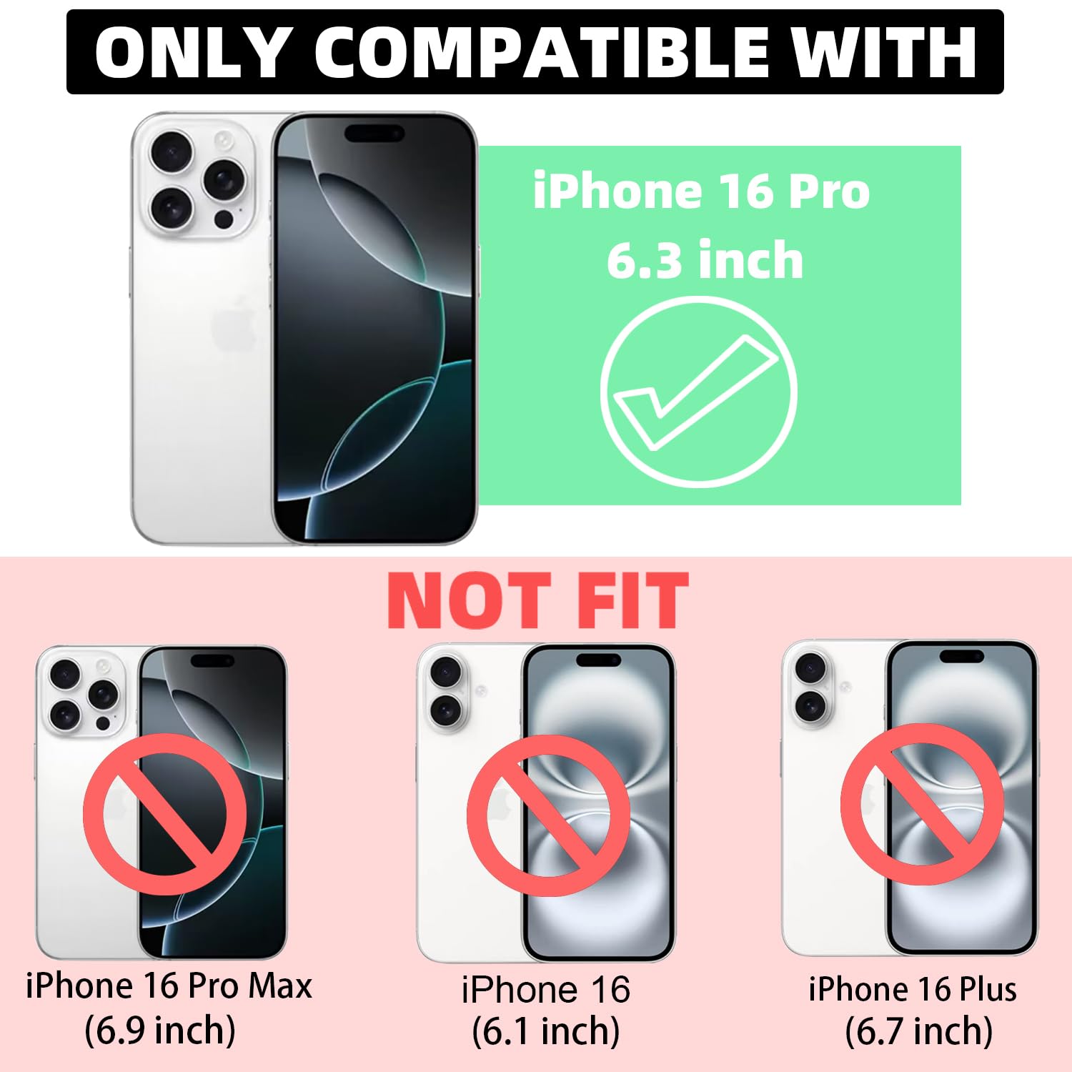 Zonrw For Iphone 16 Pro Case Magnetic,For Women Girls Soft Cute Wave Frame Curly Shape Love Heart Luxury Plating Phone Case Comp