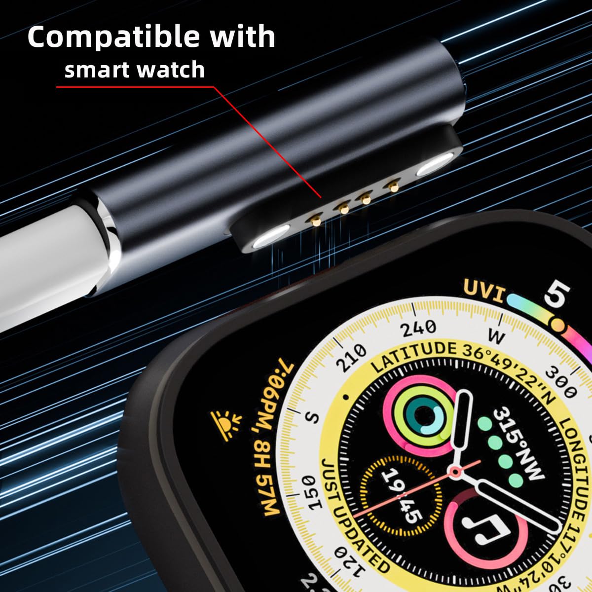 Cy 2Pcs/Lot Magnetic Smart Watch Charging Adapter Usb Type-C To Pitch 7.62Mm With 2-Pin 4-Pin Compatible With Bone Conduction He