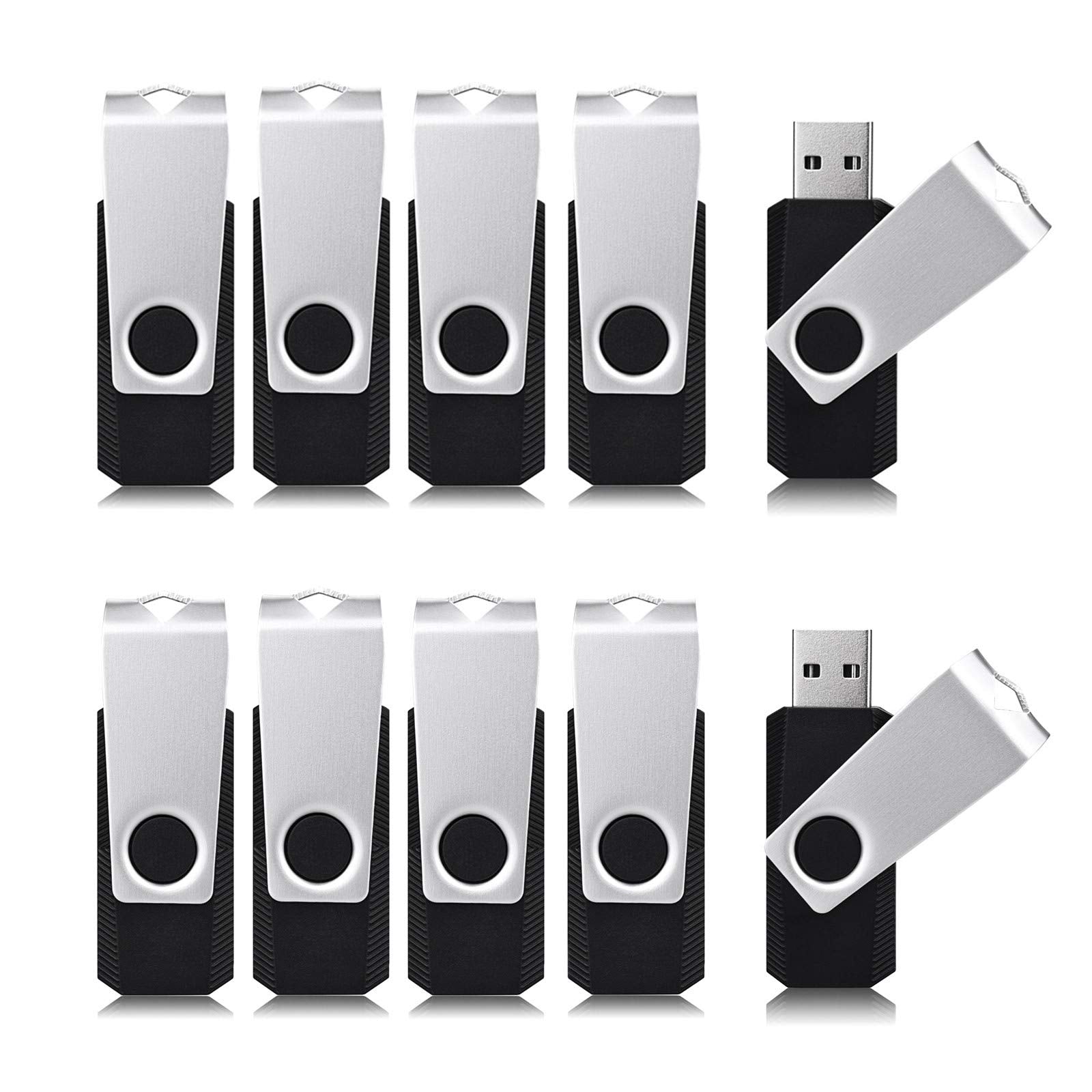 Aiibe 8Gb Flash Drive 10 Pack 8Gb Usb Flash Drives Thumb Drive Bulk Usb 2.0 Memory Stick Usb Drive, Black