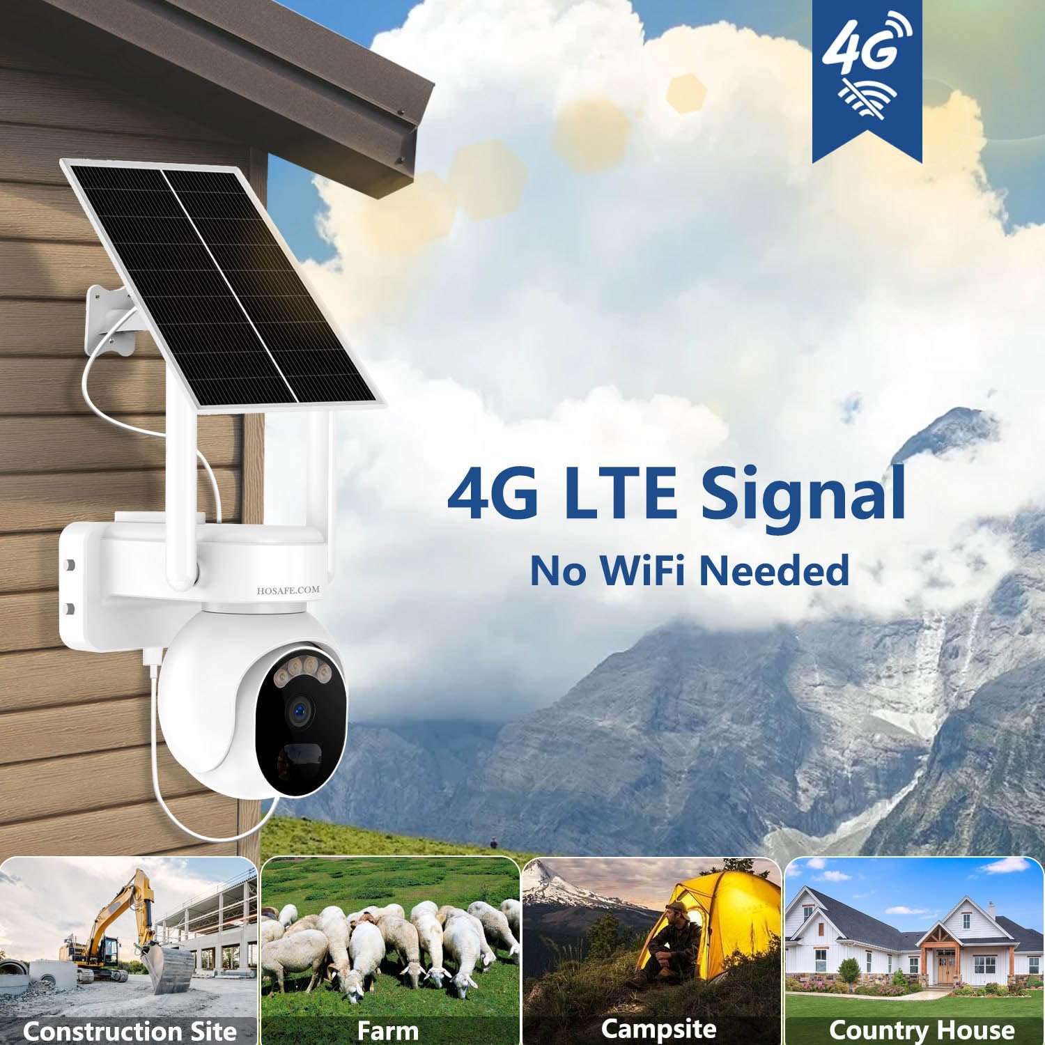 4G Lte Cellular Security Camera Wireless Outdoor, Solar Battery Powered Surveillance Camera For Home Security, 360 Live View, 2