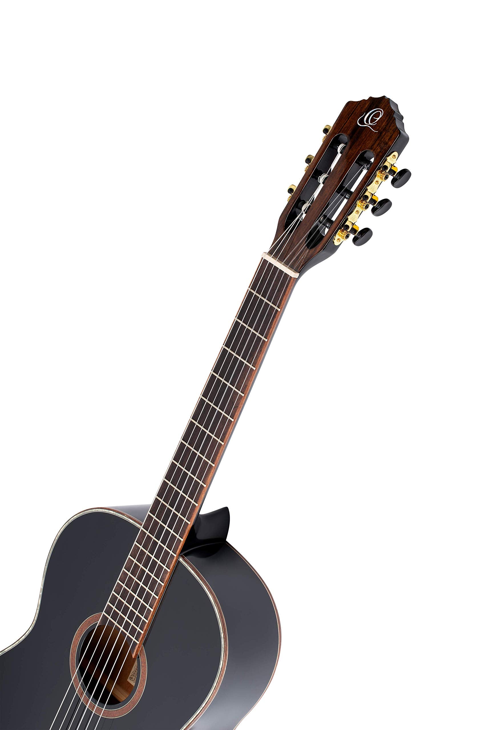 Ortega Guitars 6 String Family Series Size Nylon Classical Guitar W/Bag, Right, Spruce Top-Black-Gloss, Full - Slim Neck (R221Sn