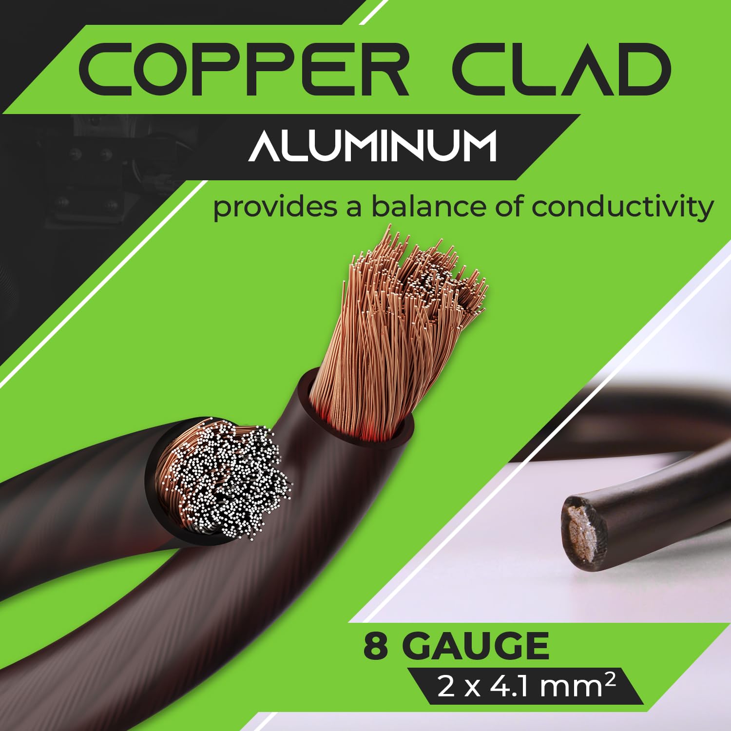 Gearit 8 Gauge Wire (50Ft   Black Translucent) Copper Clad Aluminum Cca   Primary Automotive Wire Power/Ground, Battery Cable, C