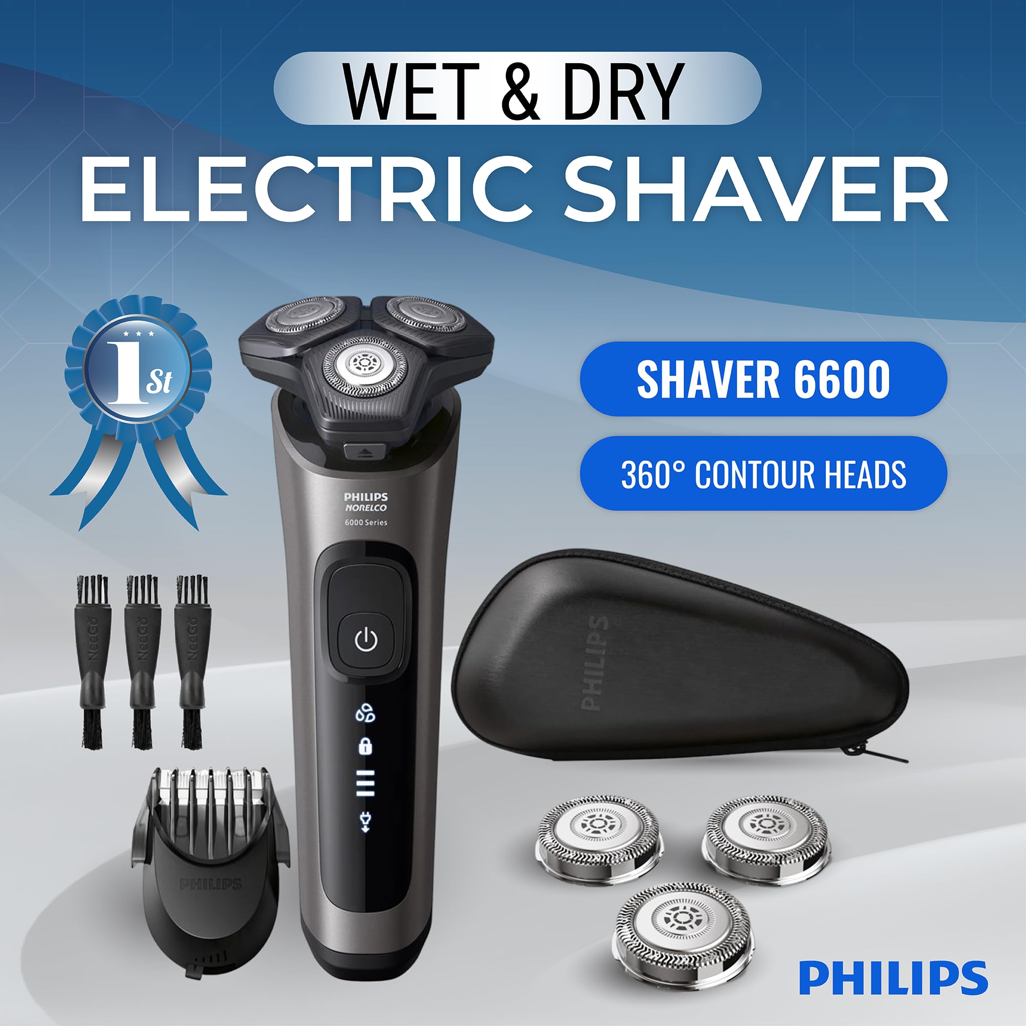 Philips Electric Shavers For Men, Rechargeable Wet/Dry Electric Shaver With Senseiq Technology, Cordless Electric Razors For Men