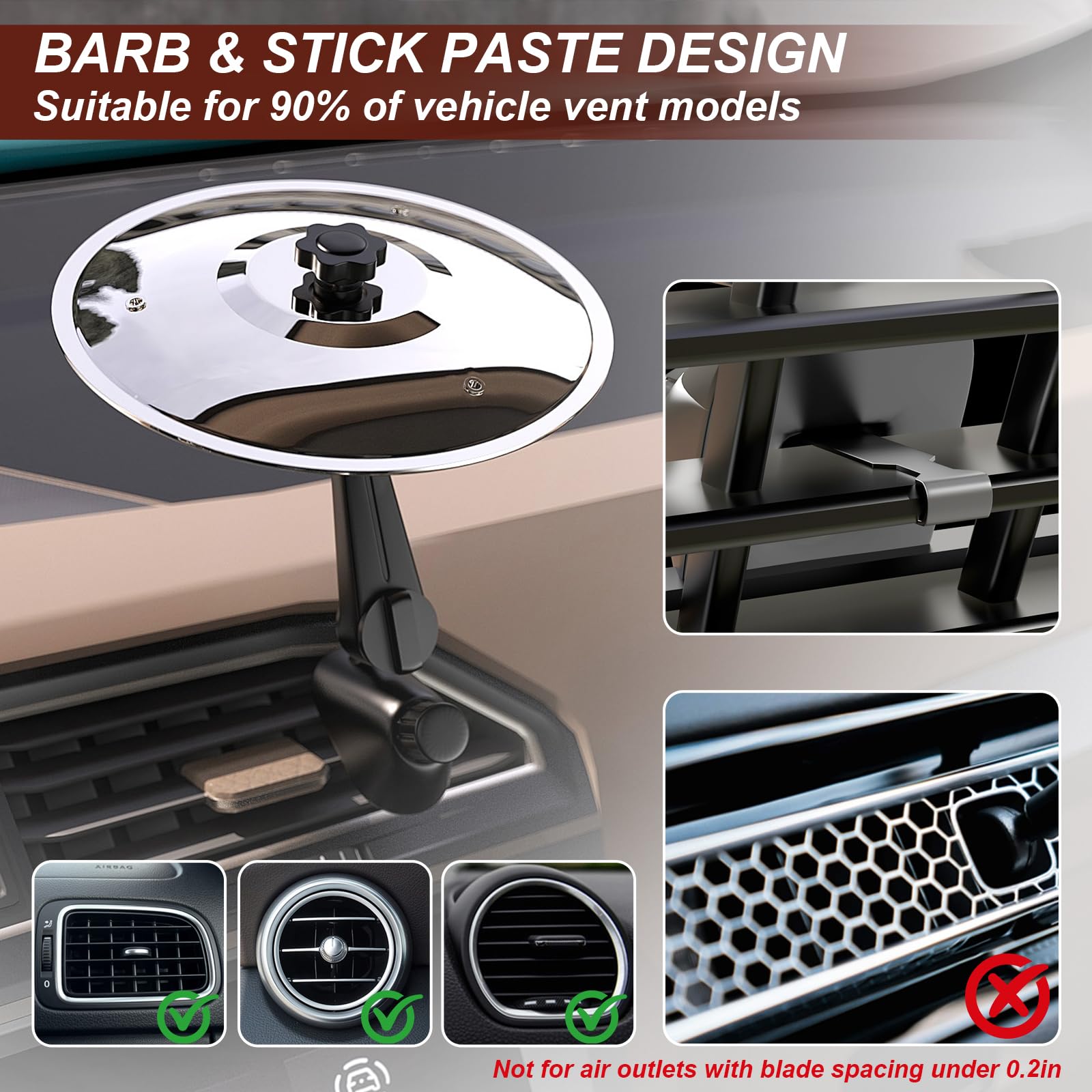 2 Pack Car Cymbal Drum Air Vent, Mini Metal Drum Crash Cymbal For Car Dashboard, Funny Musical Instruments Gadget For Drummer Mu