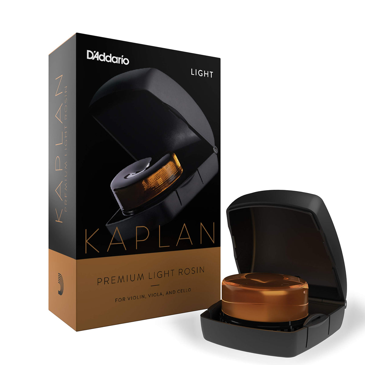 Kaplan Premium Light Rosin With Case For Violin, Viola, And Cello By D Addario