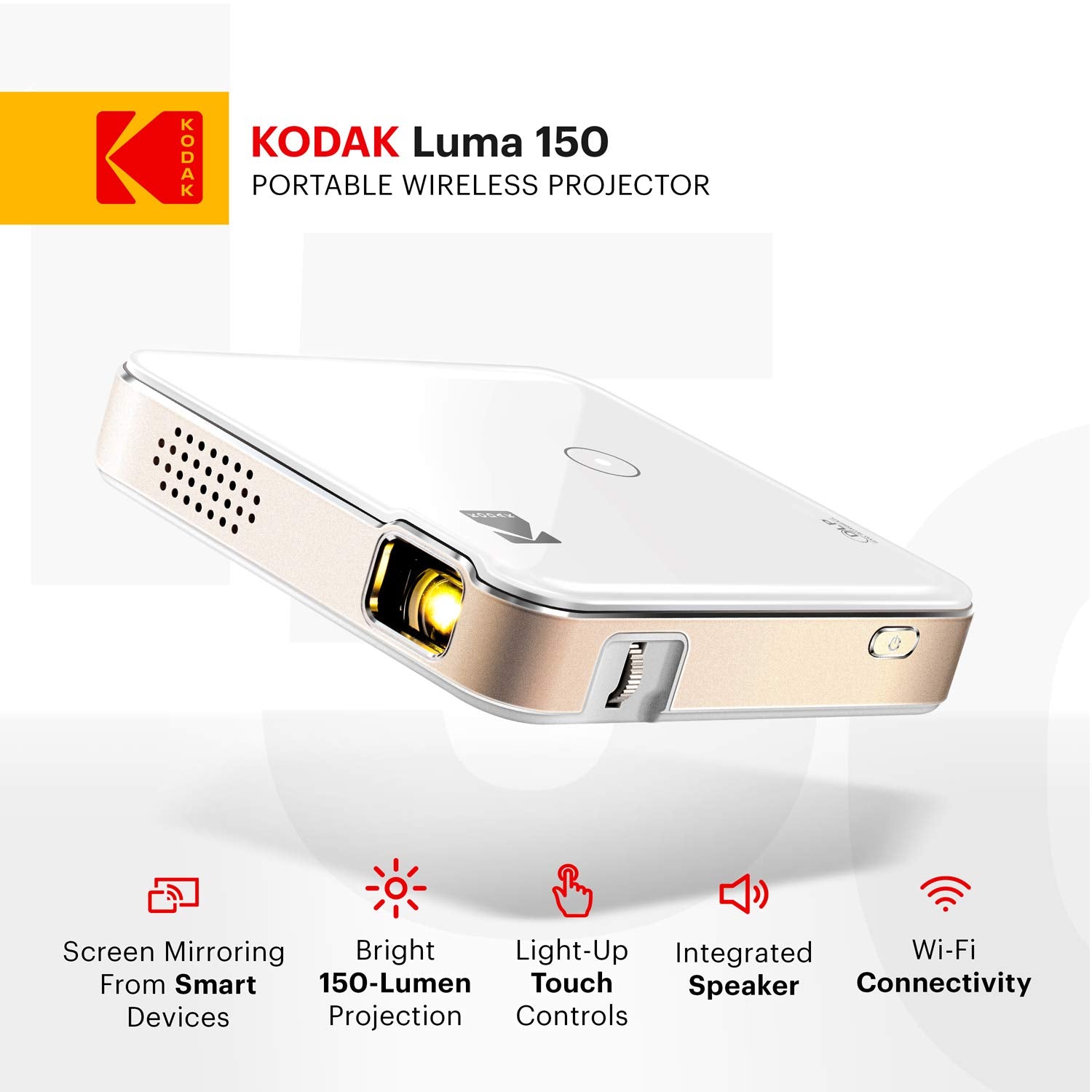Kodak Luma 150 Pocket Projector | Portable Movie Projector W/Built-In Speaker For Home & Office Produces Images Up To 150    - I