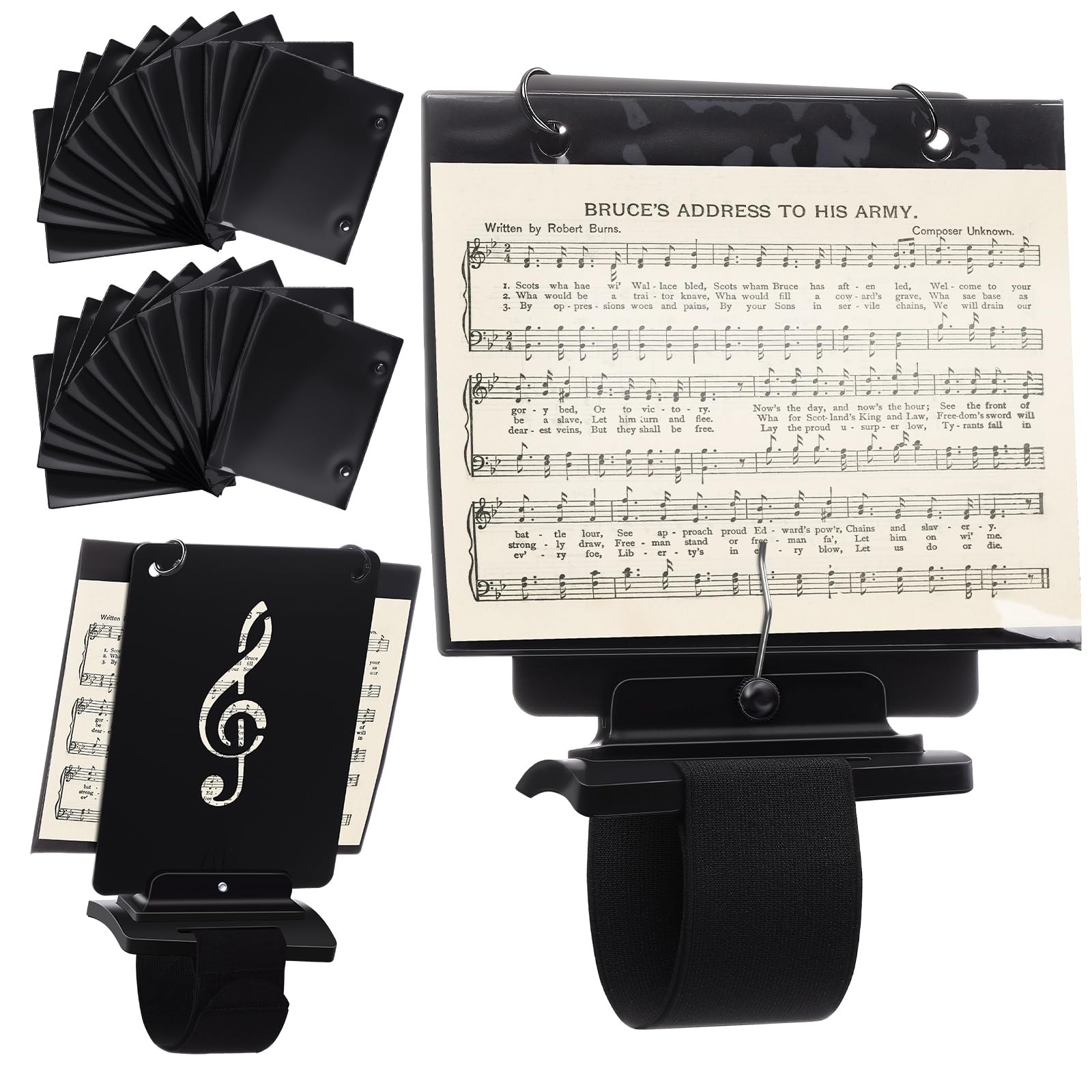 Canlierr 19 Pcs Marching Flute & Piccolo Lyre Folder Flutist Friend with Adjustable Marching Band Flip Folio Folder Windows Doub