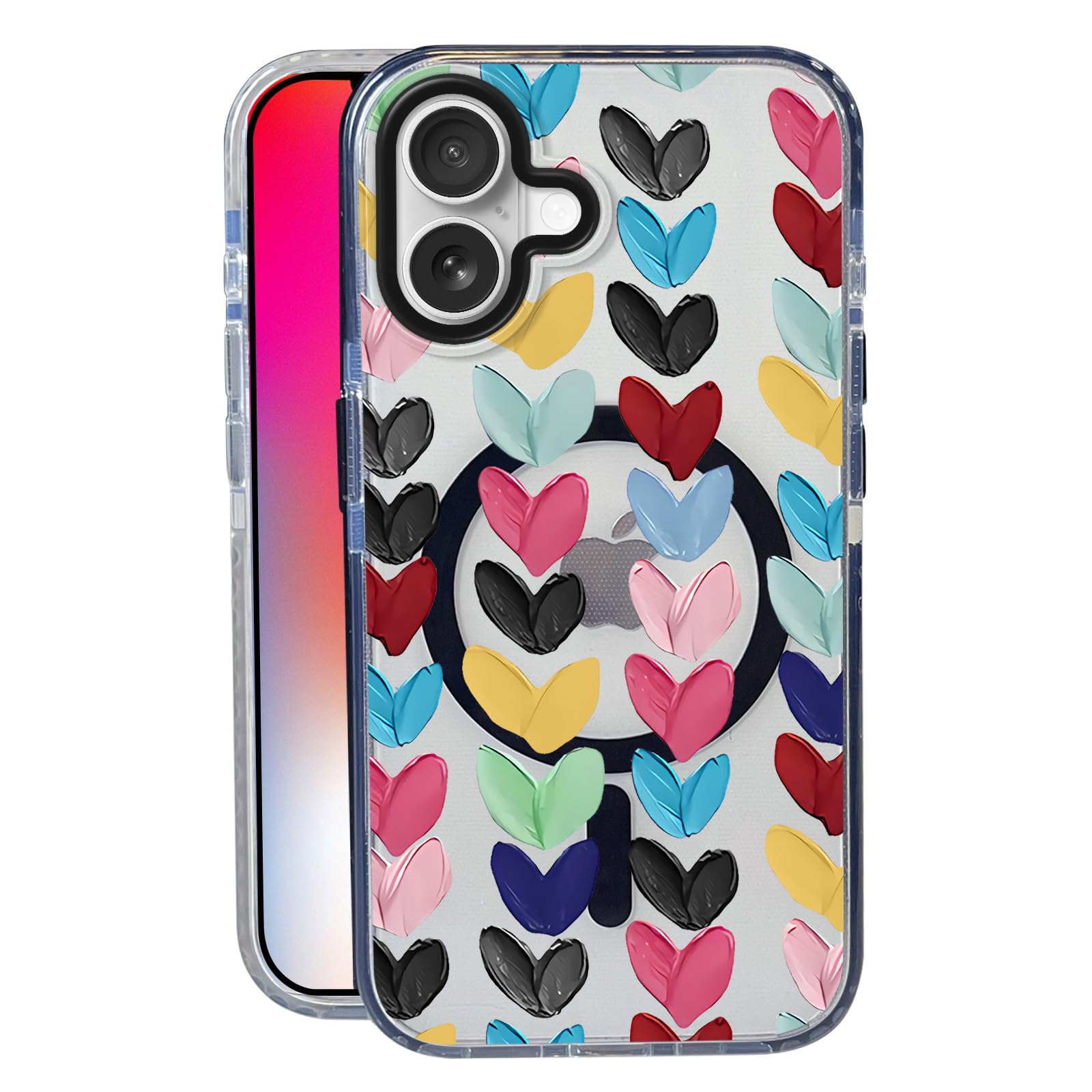 Nimeey Paint Heart for iPhone 17 Case,MagSafe Compatible,Matte Soft Slim Shockproof Cover,Anti-Fingerprint,Anti-Yellowing,Anti-S