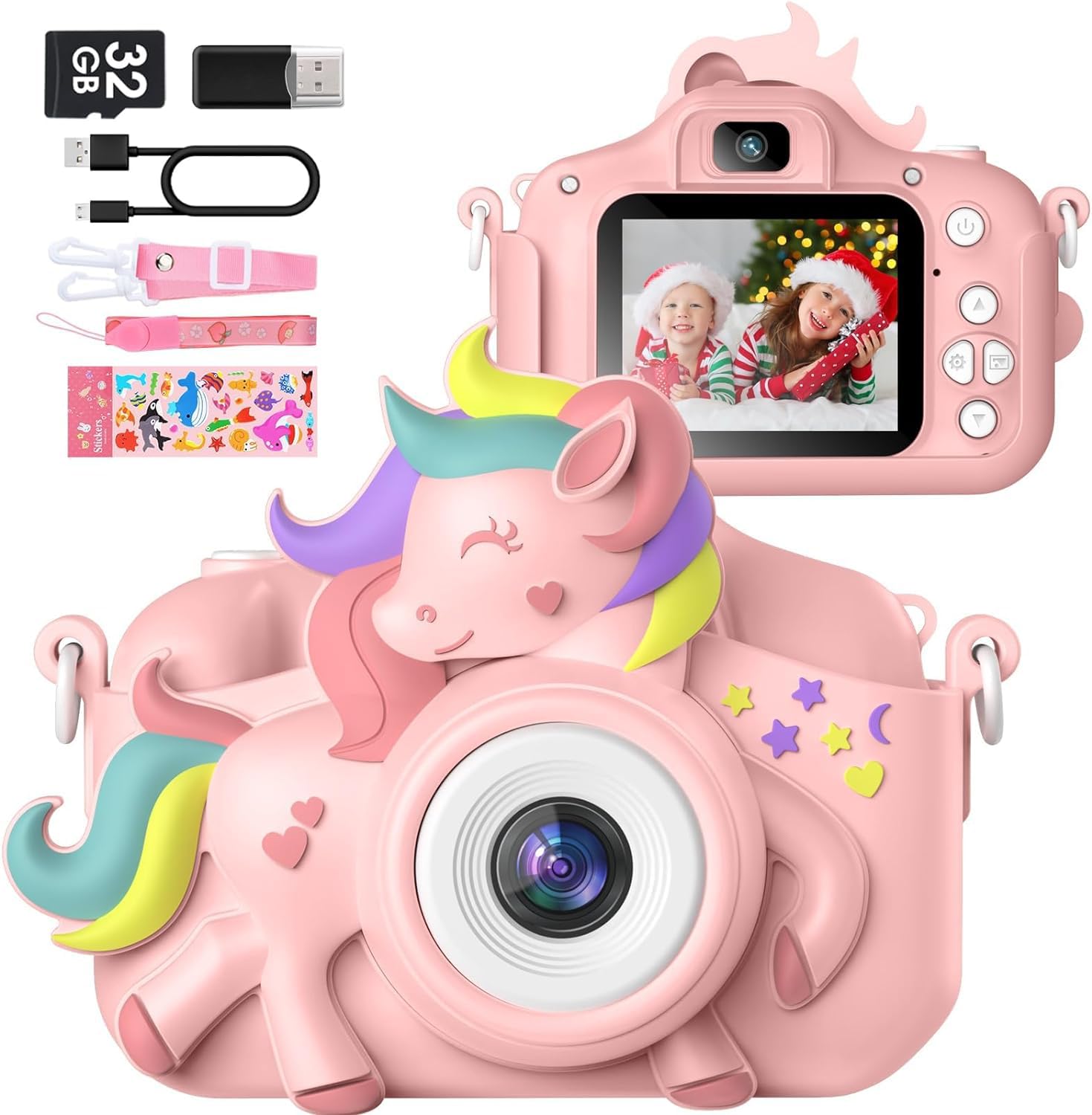 Kids Camera for 3-12 Years Old Toddlers Childrens Boys Girls Selfie Camera 20.0 MP HD 1080P IPS Screen Dual Digital Toy Camera for Kids Birthday-New