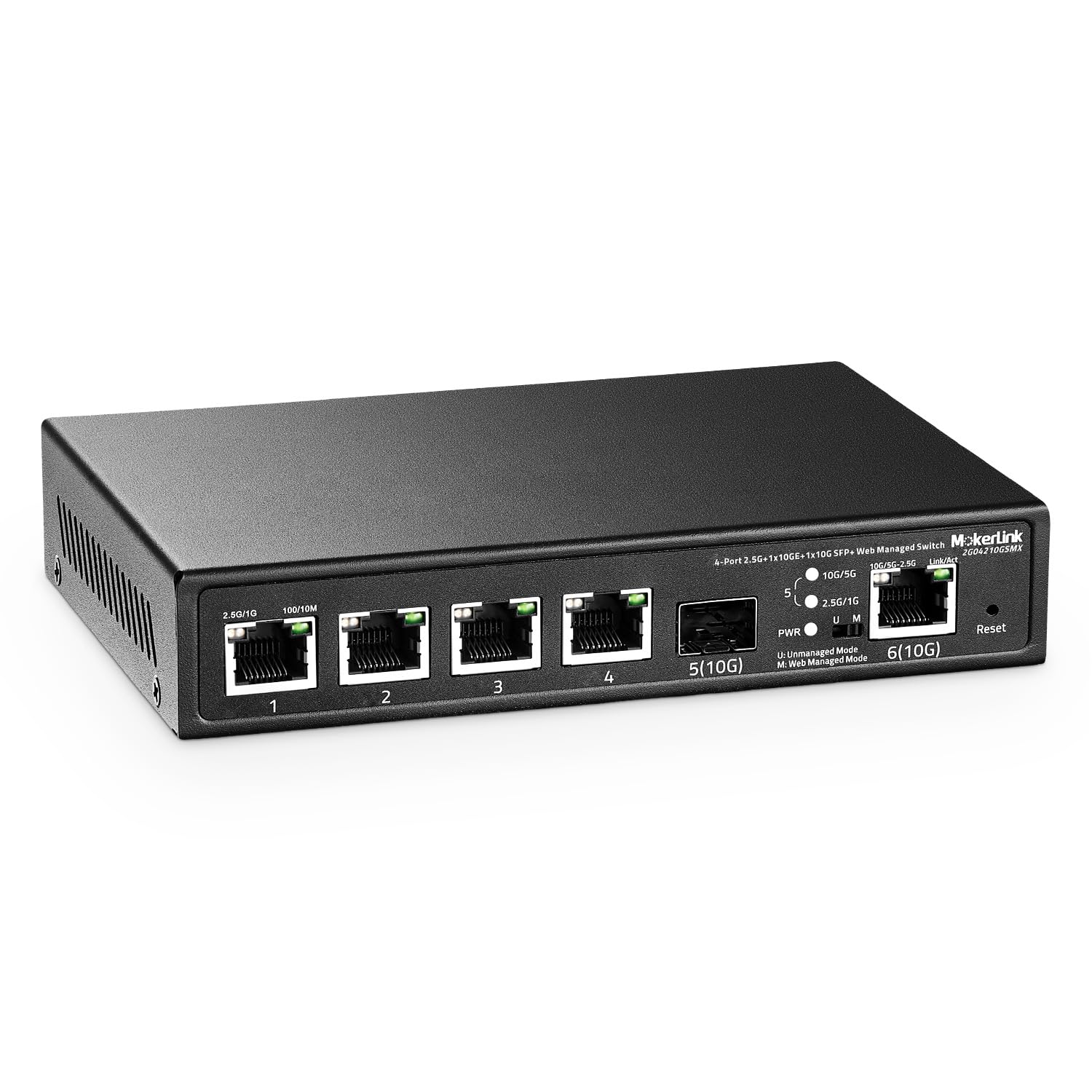 Mokerlink 4 Port 2.5G Ethernet Managed Switch, 1 Port 10G Ethernet, 1 Port 10G Sfp+ Slot, 4 X 2.5G Base T Ports Compatible With