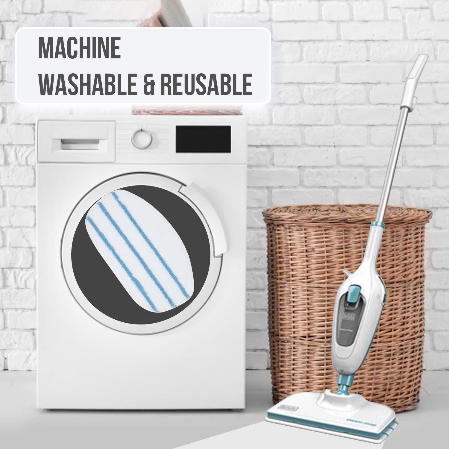 Magicmops Replacement Microfiber Pads Compatible With Pursteam Thermapro 211 10 In 1 Steam Mop Cleaner, 6 Pack