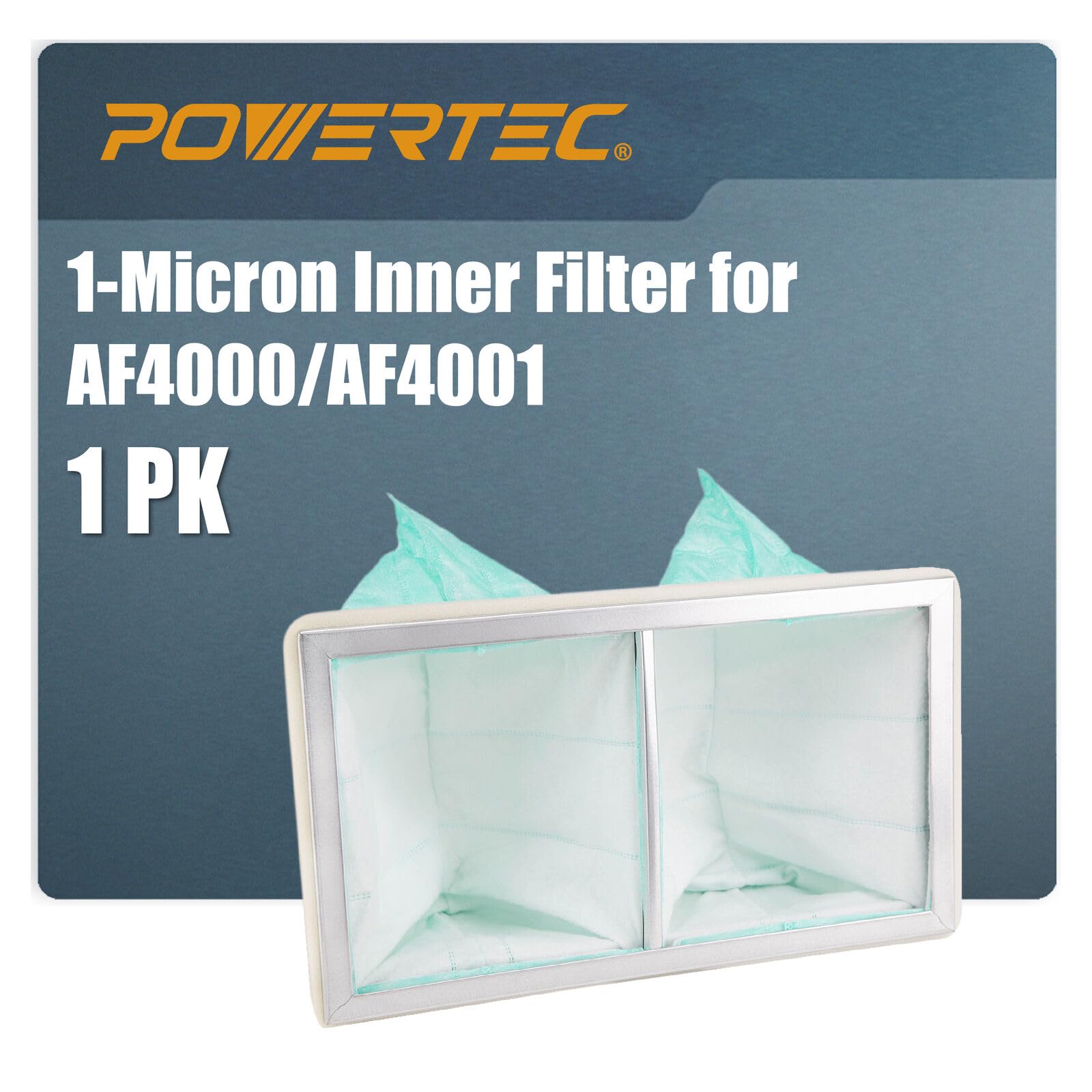 Powertec 1 Micron Inner Filter For Wen 3410 & Powertec Af4000/Af4001 Air Filtration System, Replacement For Wen 90243 026 2 Wood