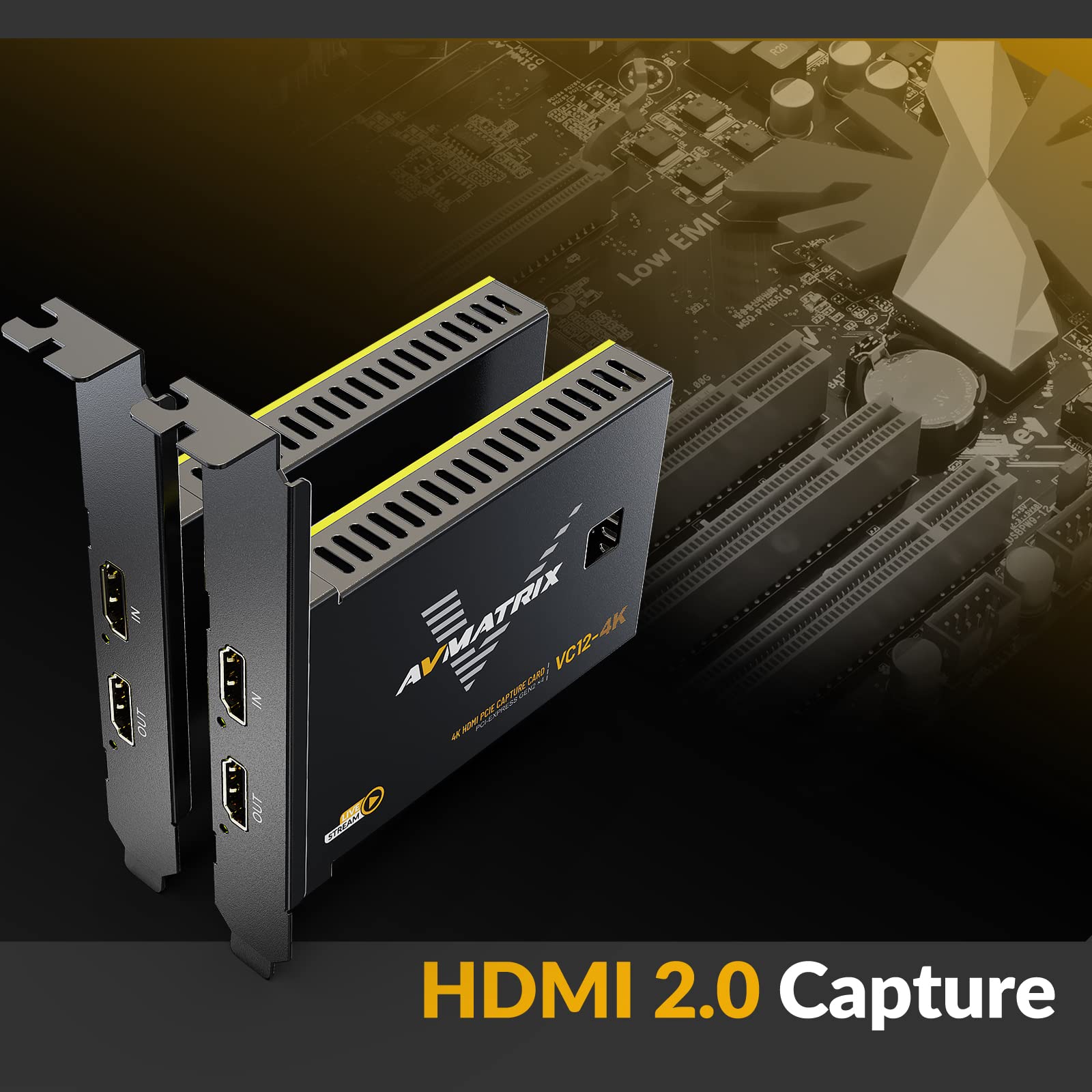 Avmatrix Vc12 4K Pcie Capture Card 4K For Game Livestream And Record In 4K60 Uhd With Ultra Low Latency On Ps5 Ps4/Pro Xbox Seri