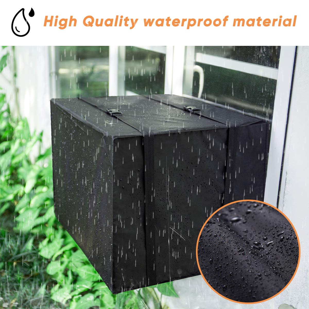 Luxiv Window Air Conditioner Cover Outdoor, Outside Window Ac Unit Cover Black Dust Proof Waterproof Ac Cover Outdoor Window Ac
