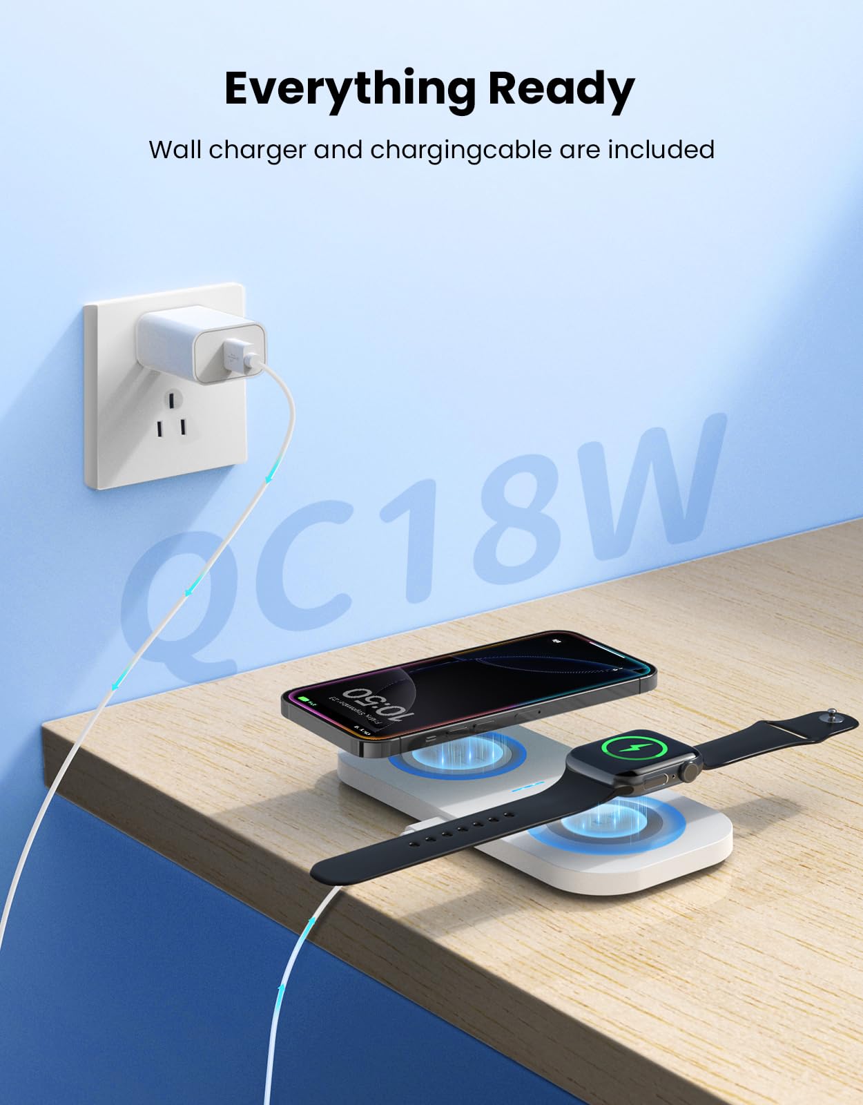 Ciyoyo Wireless Charging Pad, 2 In 1 Wireless Charger For Apple Iphone 15/14/14 Pro/13 Pro Max/Pro/Mini/12/11, Airpods 3/2/Pro,