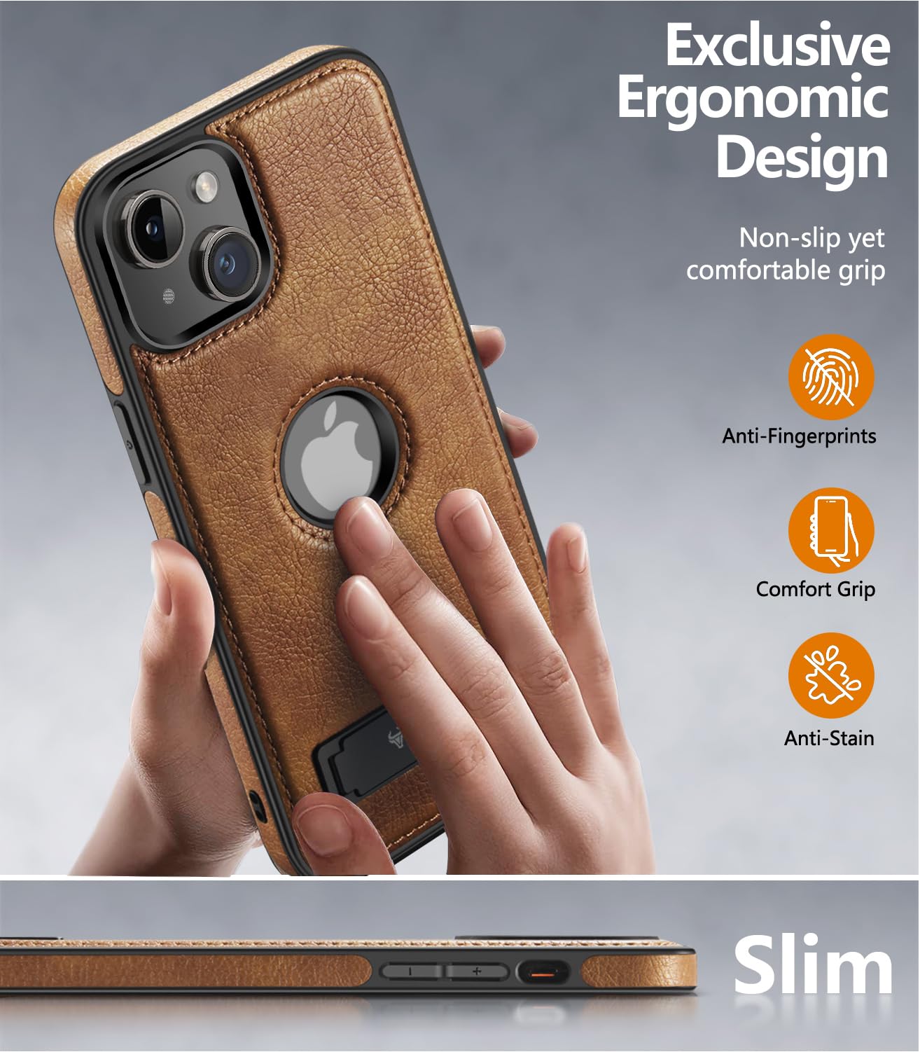 Wtcase Magnetic For Iphone 13/14 Leather Case,Built In Invisible Stand [Compatible With Magsafe] Protective Slim Kickstand Compa