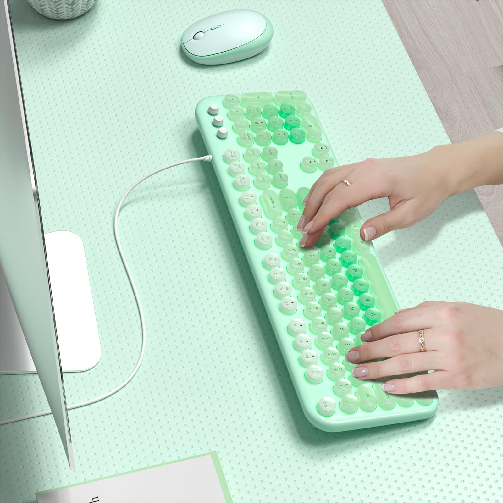 Wired Keyboard With Backlit, Light Up Computer Keyboards With Multimedia Keys, Full Size Wired Keyboard With Illuminated Led, Pl