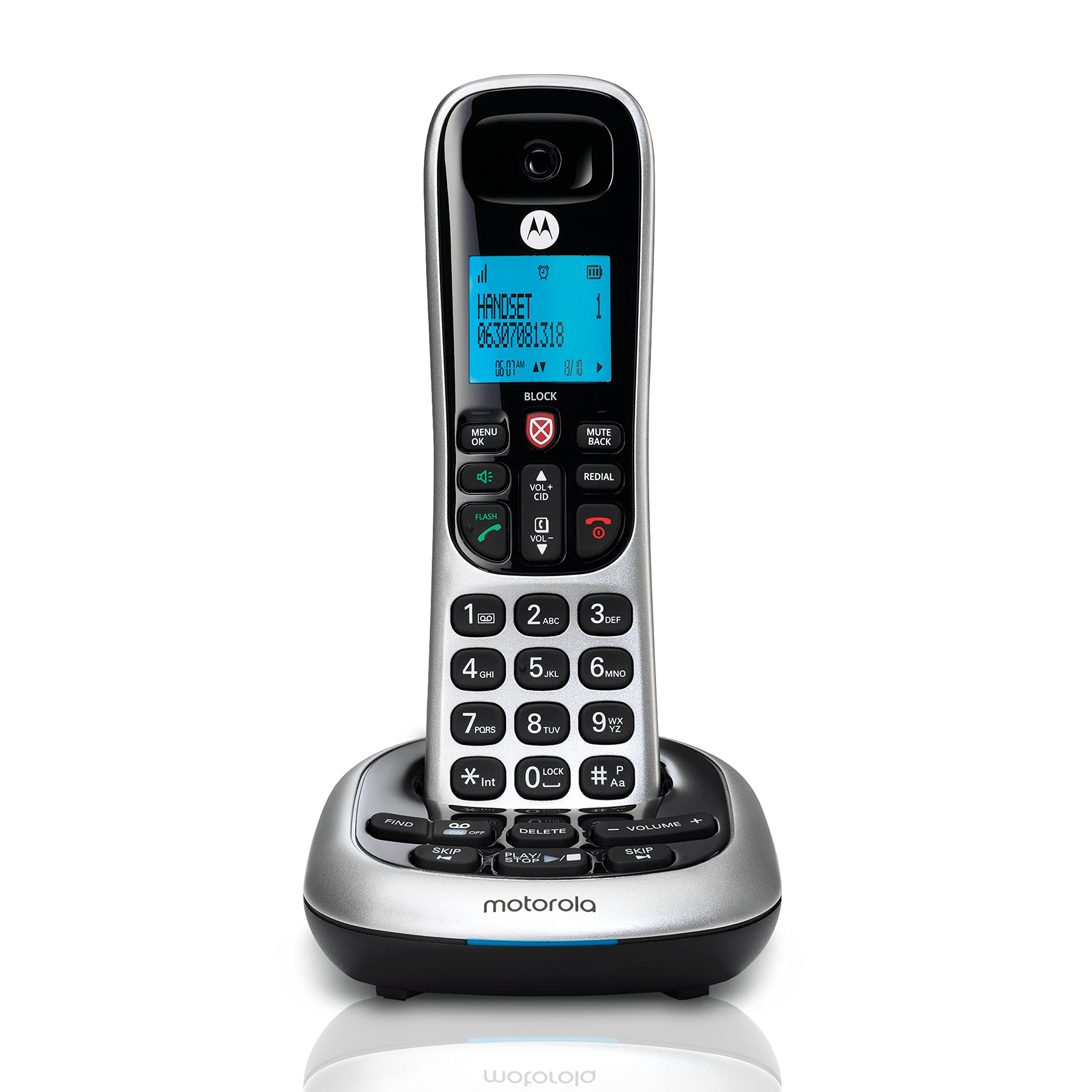 Motorola Cd4011 Dect 6.0 Cordless Phone With Answering Machine And Call Block, Silver/Black, 1 Handset