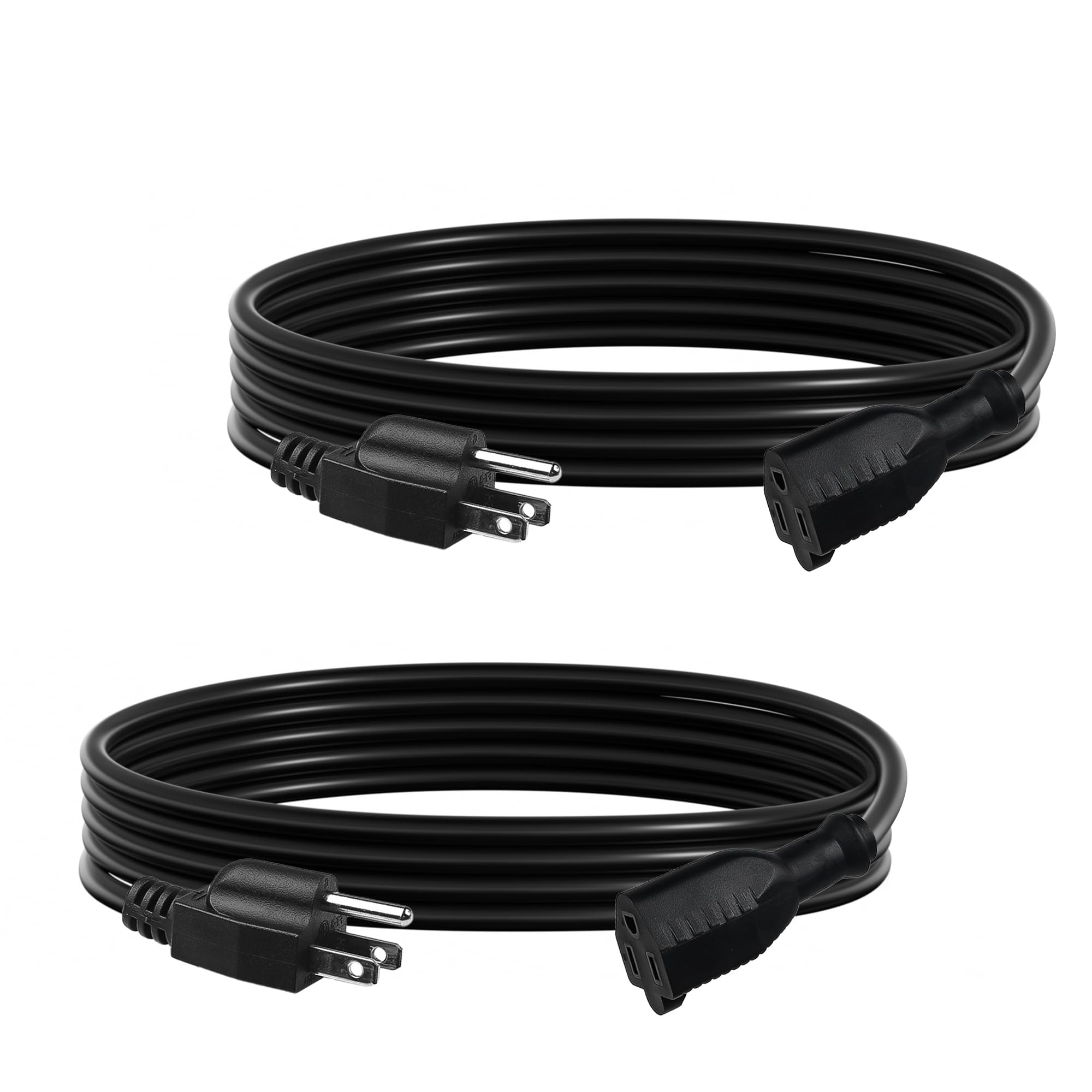 Bn Link [2 Pack] 10Ft Indoor Outdoor Extension Cord 16/3 Sjtw, Black, 3 Prong, Weather Resistant & Flame Retardant, For Garden,
