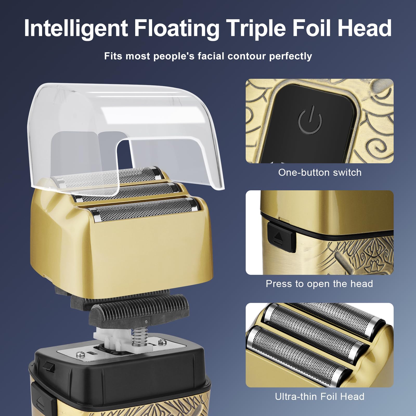 Dumite Electric Shavers For Men,Waterproof Powerful Motor Electric Razor,Head Shavers For Bald Men,Triple Foil Beard Trimmer,Bar