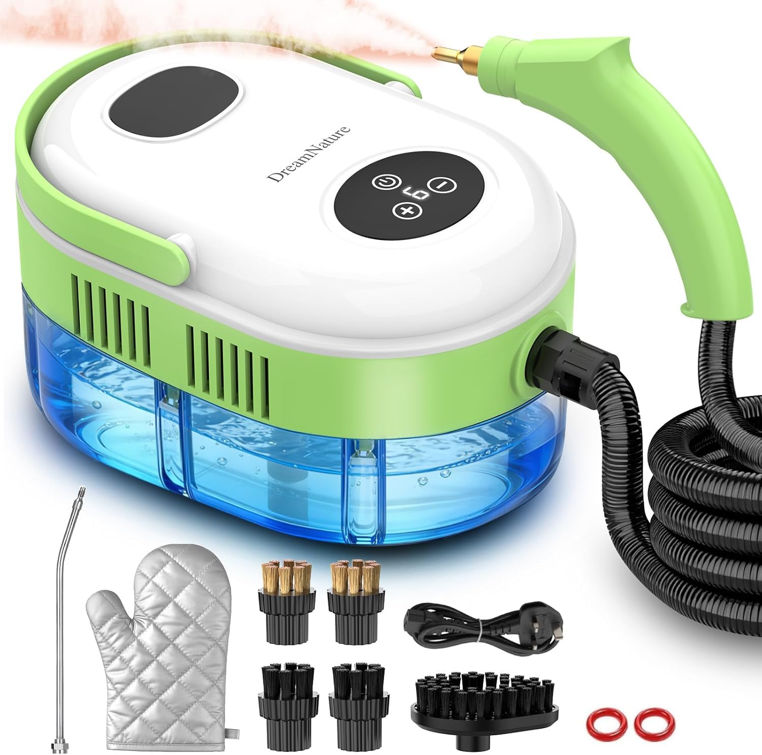 10 in 1 Steam Cleaner, High Temperature & High Pressure Heavy Duty Steamer for Cleaning with 10s Fast Heating, 37.19OZ Large Tan