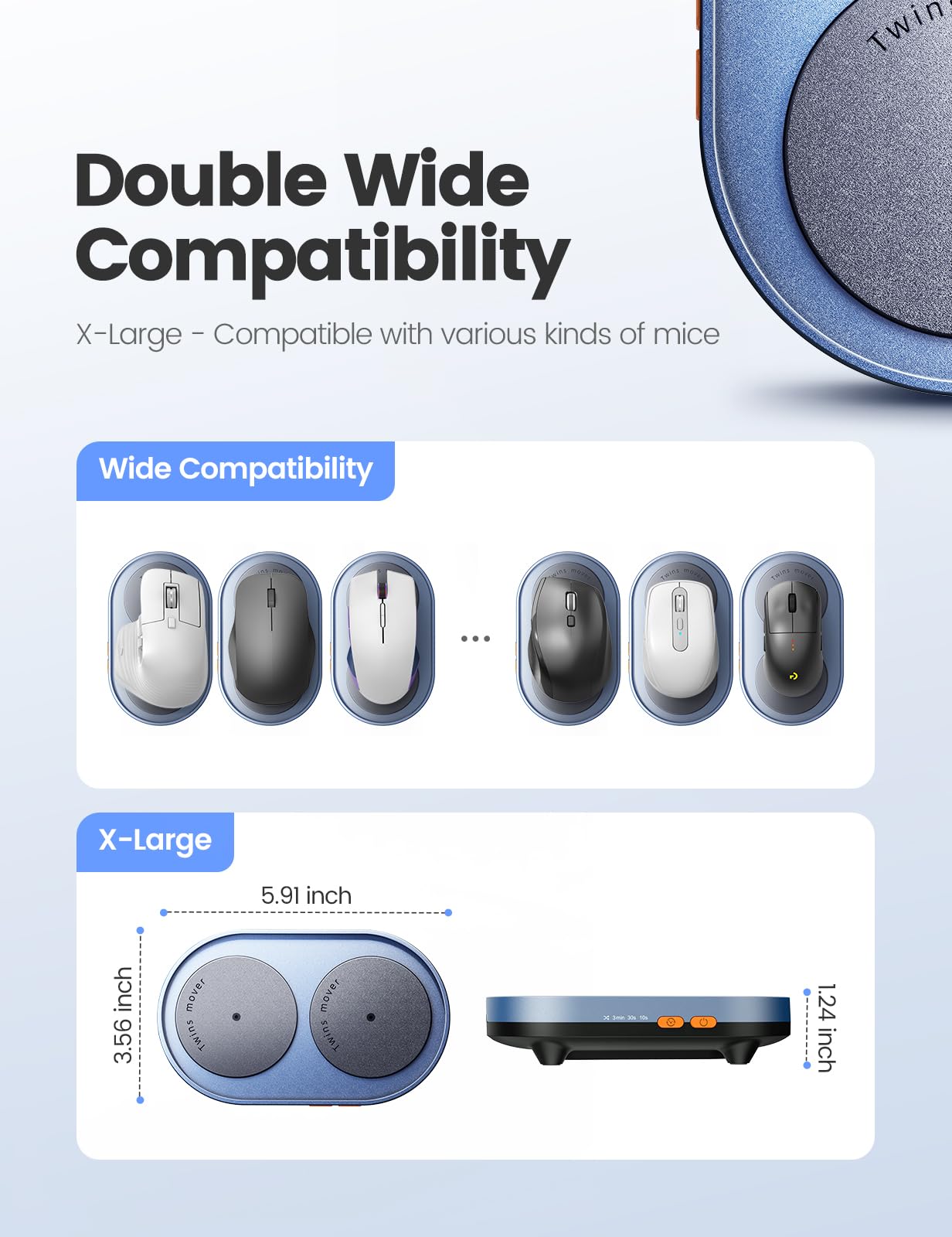 Starviky Dual Turntable Mouse Jiggler Silent Mechanical Movement With Random Function, Undetectable Mouse Mover, Timer, Keep Com