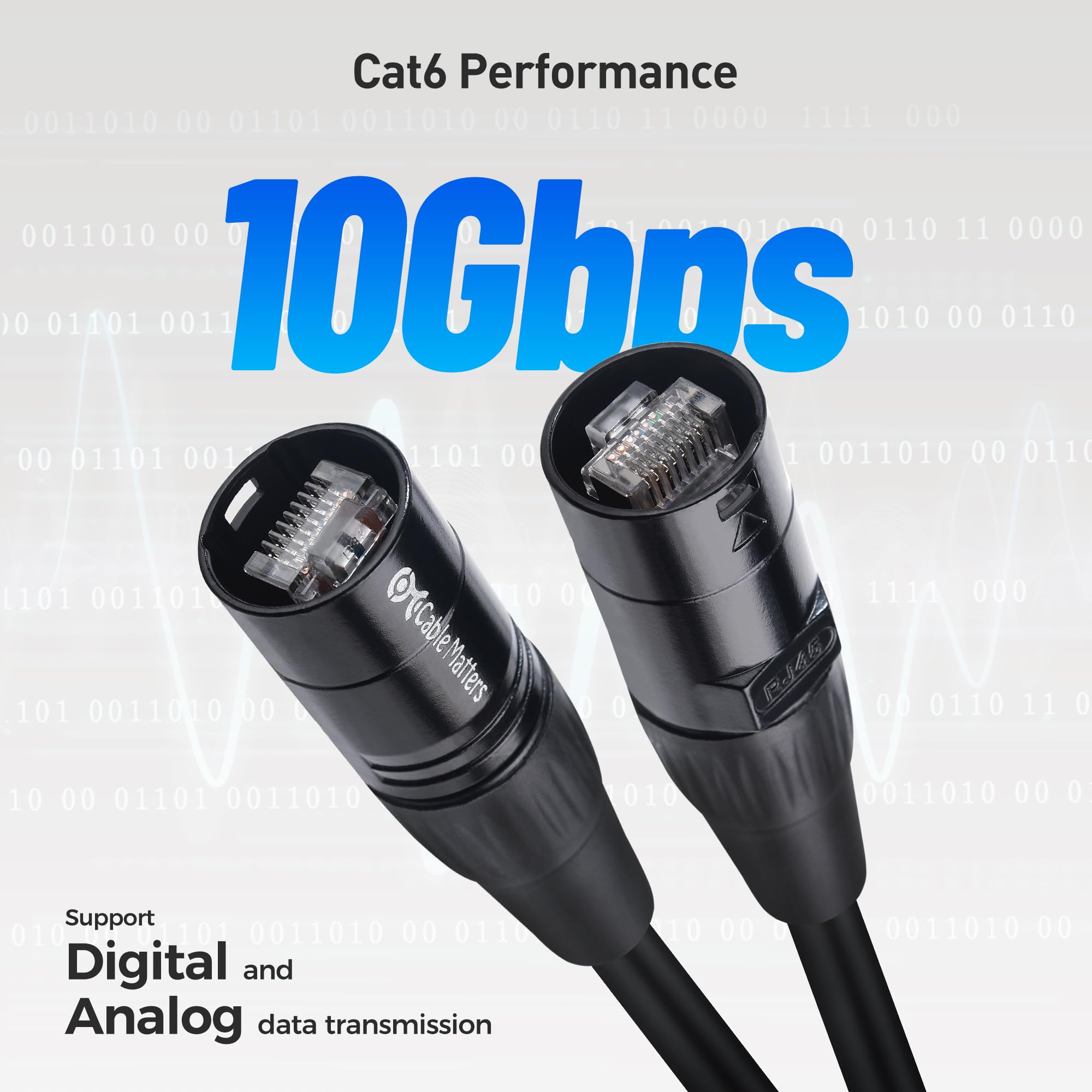 Cable Matters Shielded Cat6 Ethernet Cable Compatible with EtherCON RJ45 Connectors in Black   30 ft for Professional Audio, Video, and Networking Applications