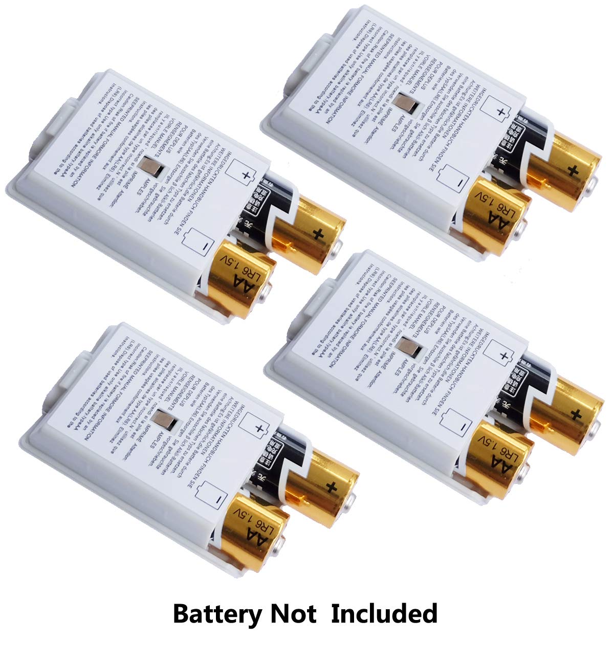 4X Battery Pack Cover Shell Case For Xbox 360 Wireless Controller (White)