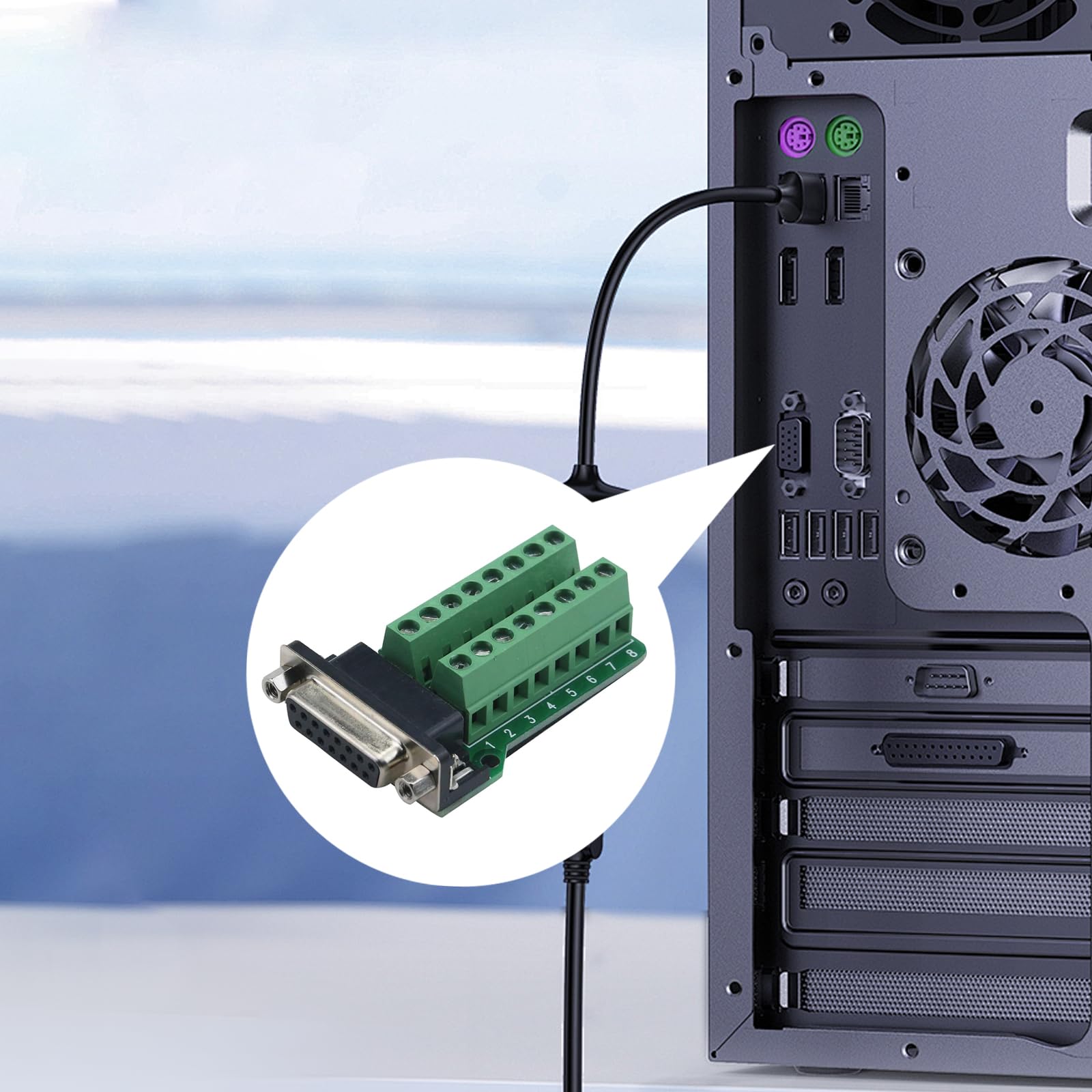 Antrader D-Sub 15Pin Connector Db15 Female Adapter Rs232 To Terminal Board Signal Module 2-Pack