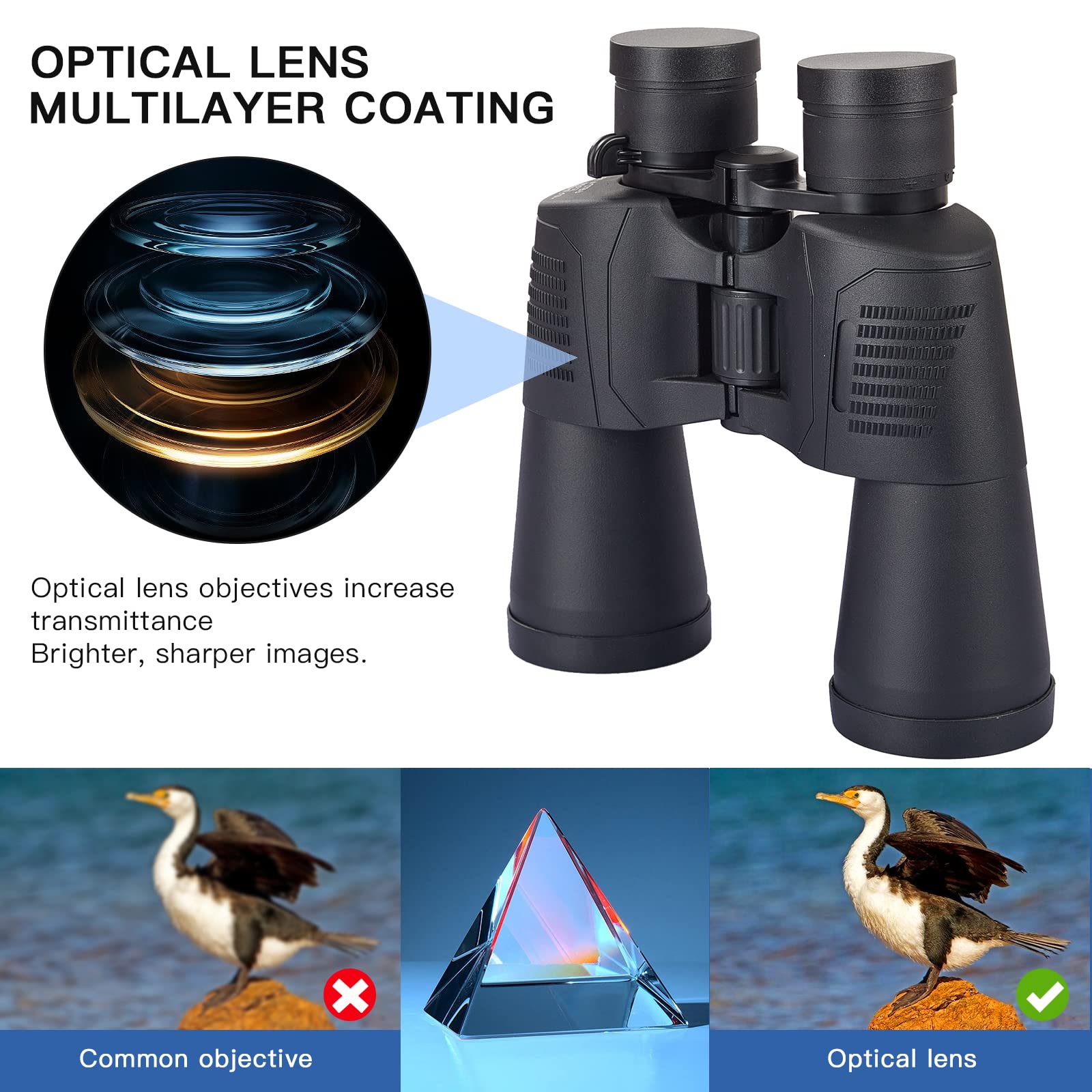 Zoom Binoculars For Adults,10 24X50 Binoculars With Smartphone Adapter, Compact Waterproof Binoculars For Bird Watching Hunting