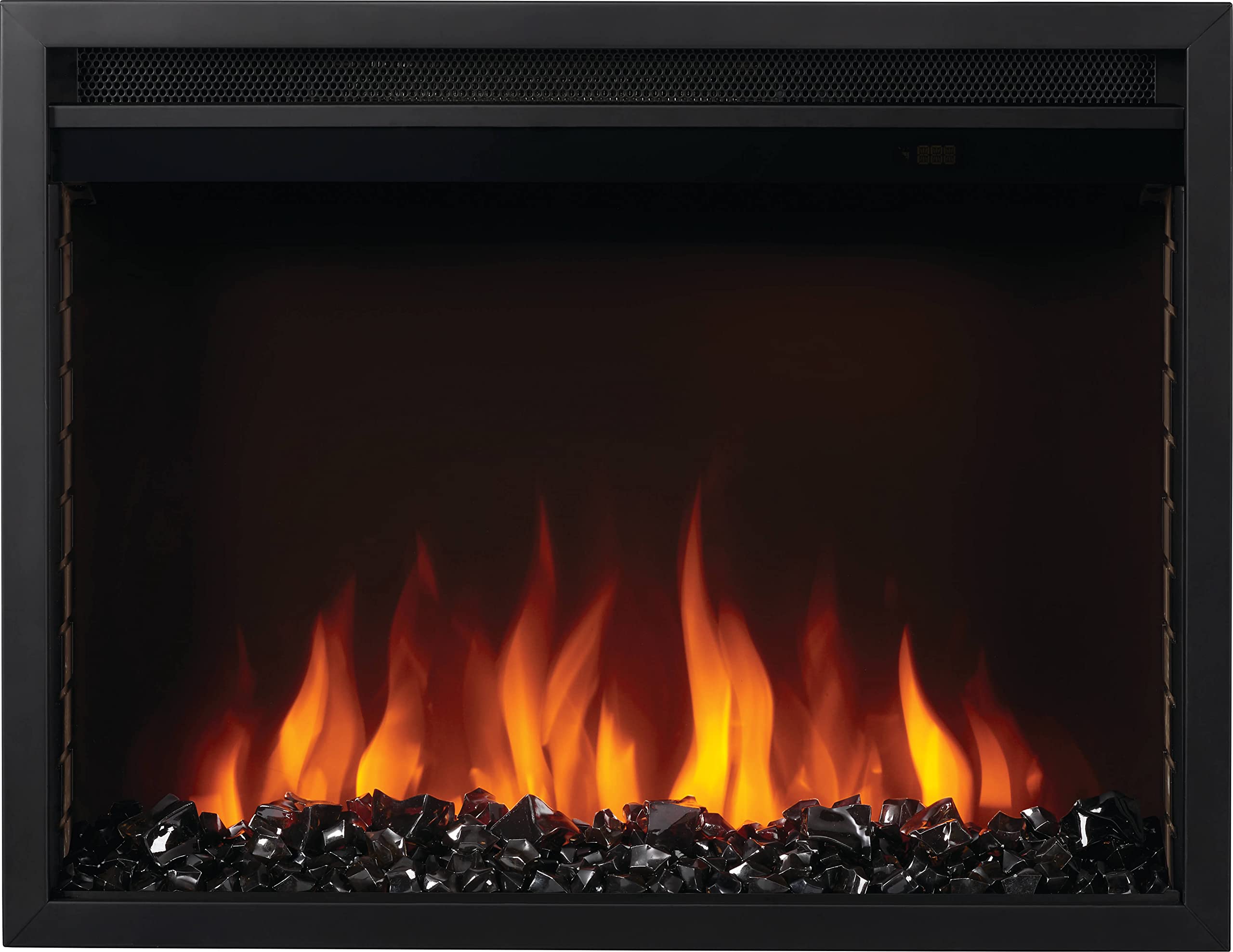 Napoleon Cineview 26   Nefb26H   Built In Electric Fireplace, 26 In, Black, Glass Front, Glass Crystal Ember Bed, Optional Burnt