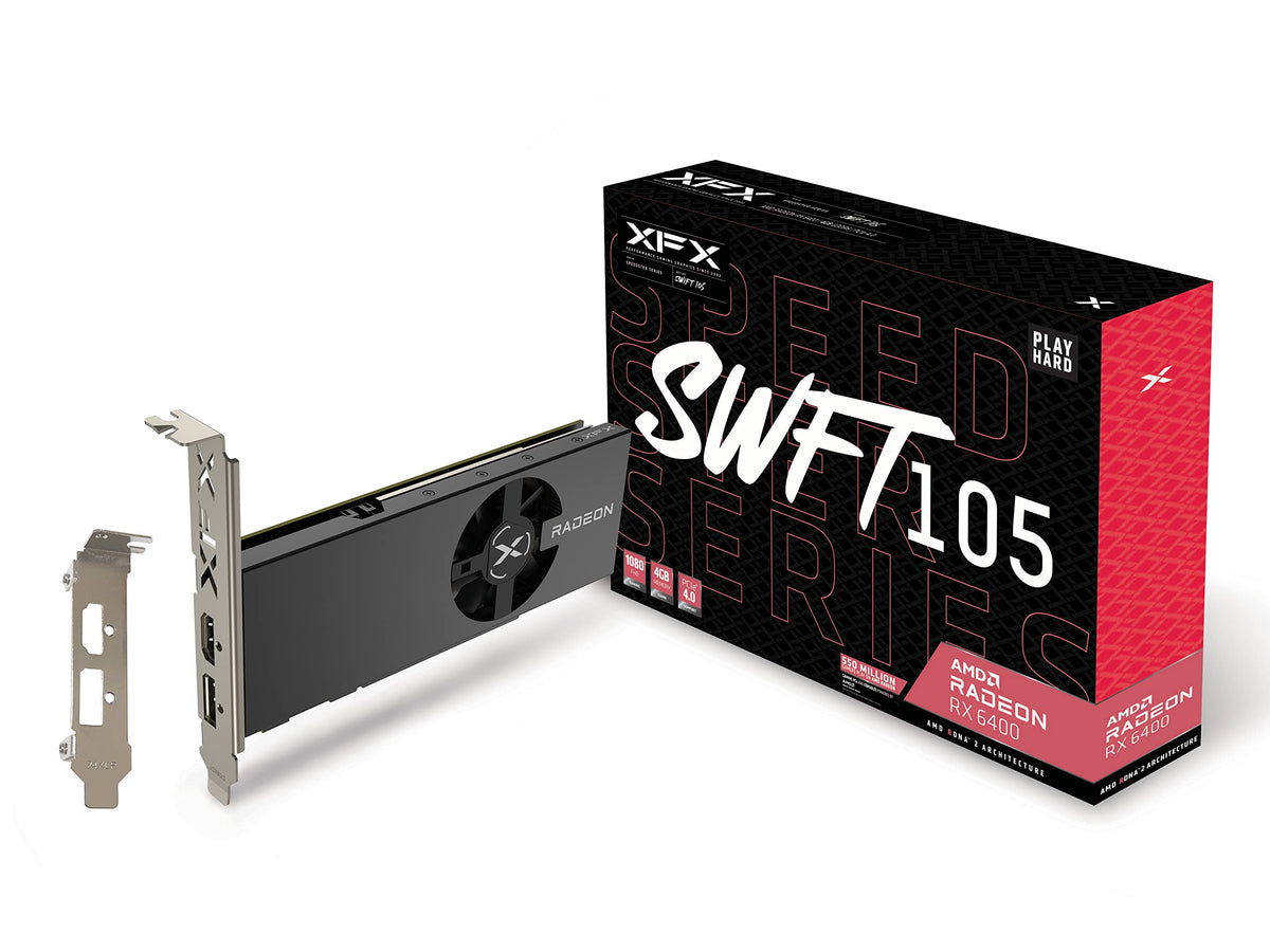 Xfx Speedster Swft105 Radeon Rx 6400 Gaming Graphics Card With 4Gb Gddr6, Amd Rdna 2 Rx-64Xl4Sfg2
