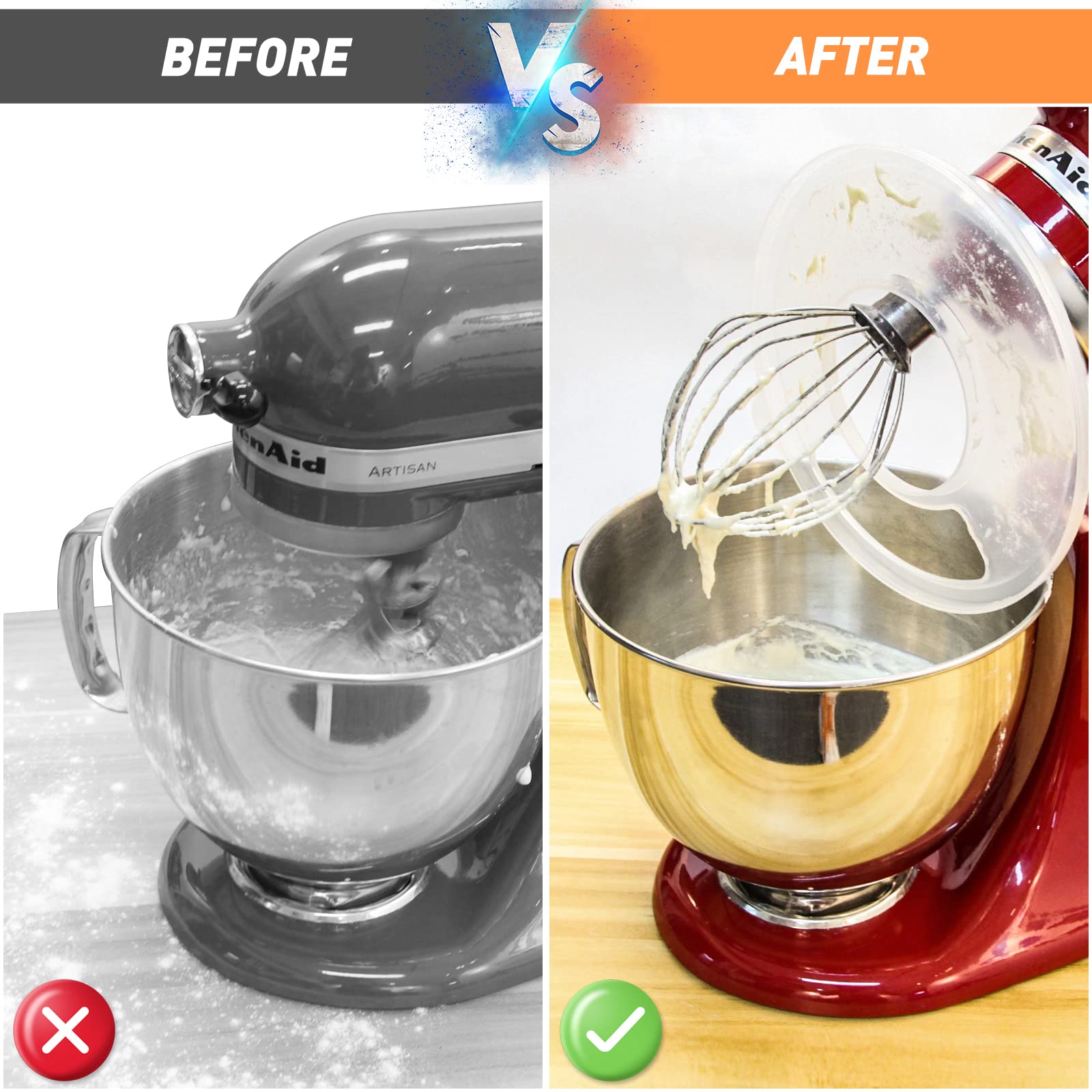 Mixer Bowl Covers For Kitchenaid 4.5 5 Qt Tilt Head Stand Mixer, Splash Guard With Extra Pouring Window For Kitchenaid Mixer, Bo