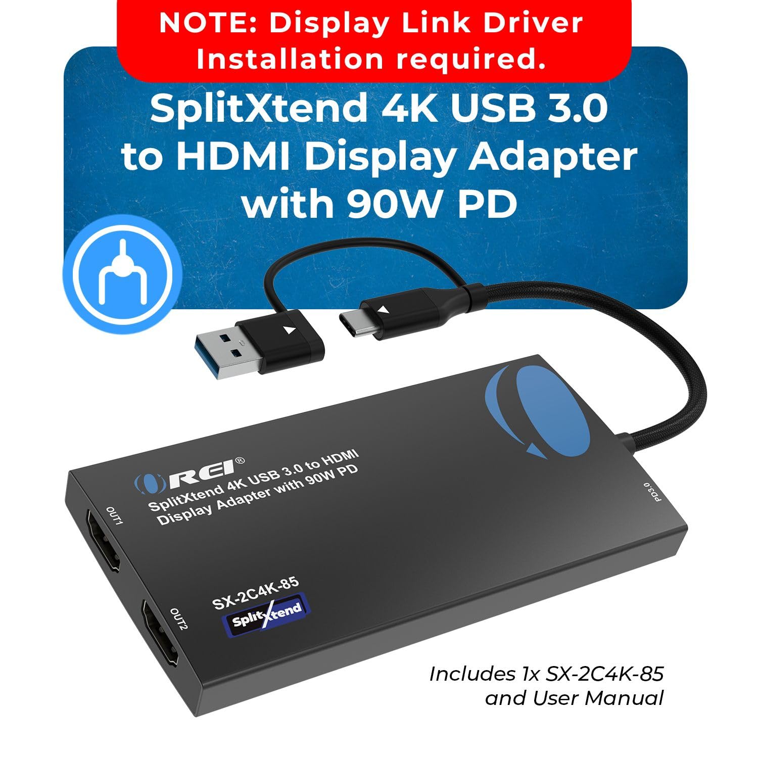 Orei Splitextend 4K Hdmi Splitter Extended Display For Dual Monitor - Multi-Monitor Display 3 Separate Screens - Usb A & Usb-C A