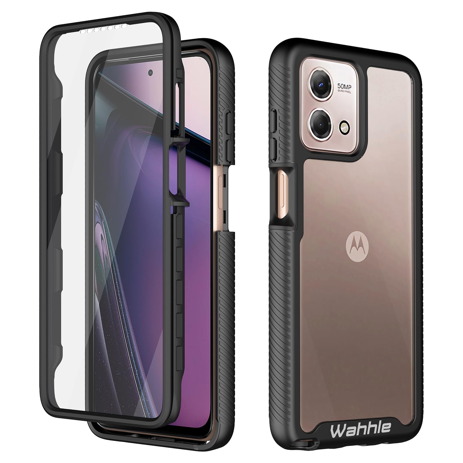 Wahhle Compatible With Moto G Stylus 5G 2023 Case, Built In Screen Protector Full Body Shockproof Slim Fit Bumper Protective Pho