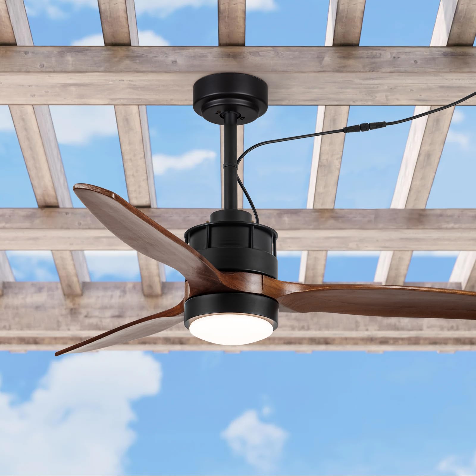 EKIZNSN 42 Outdoor Wet Rated Corded Ceiling Fan with Lights for Patios Waterproof Outdoor and Indoor use, DC Motor w 3 Reversibl