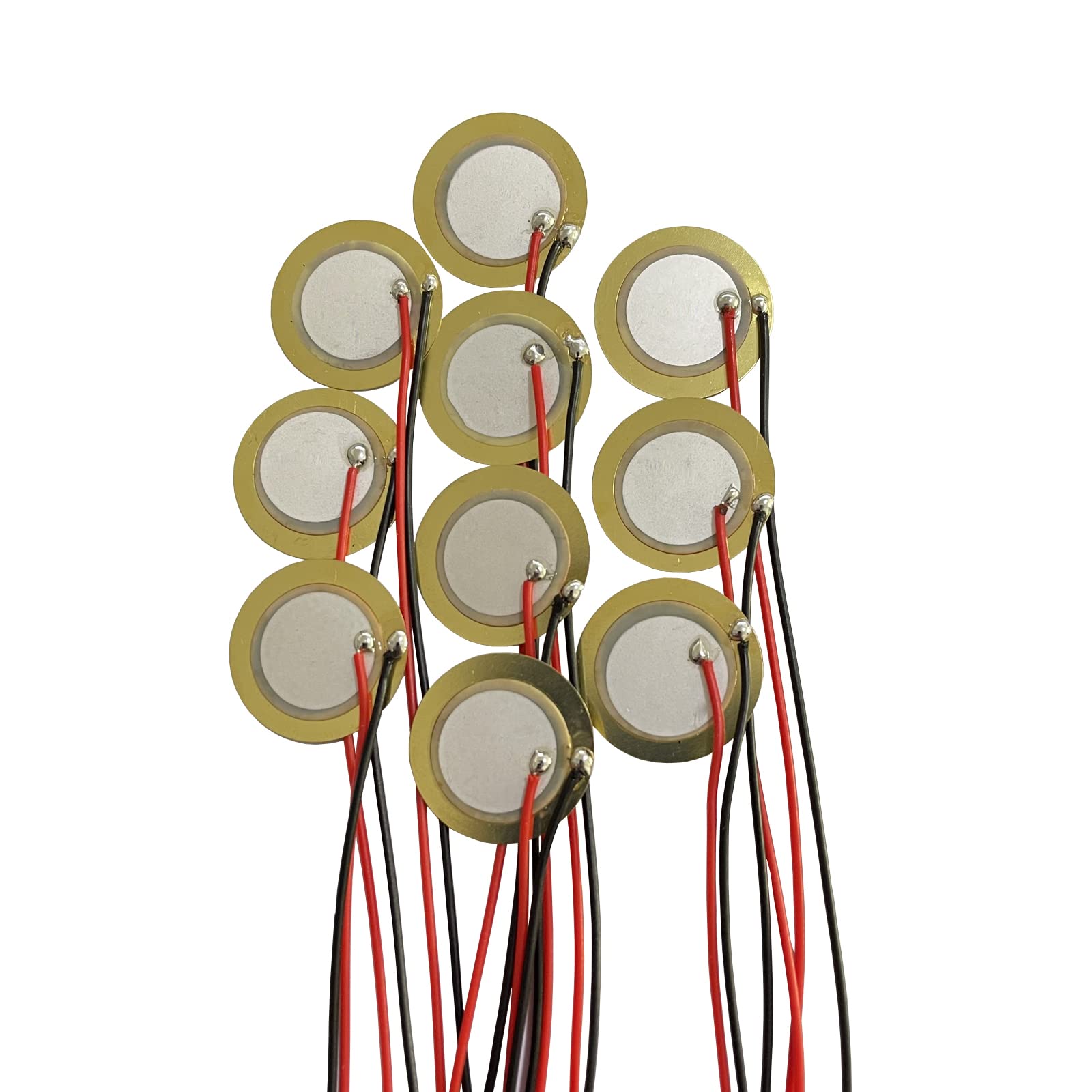 YQBOOM 10PCS 41mm Piezo Disc Transducer Contact Microphone Trigger Sound Sensor with 3.94 Inches Wires for Acoustic Instrument